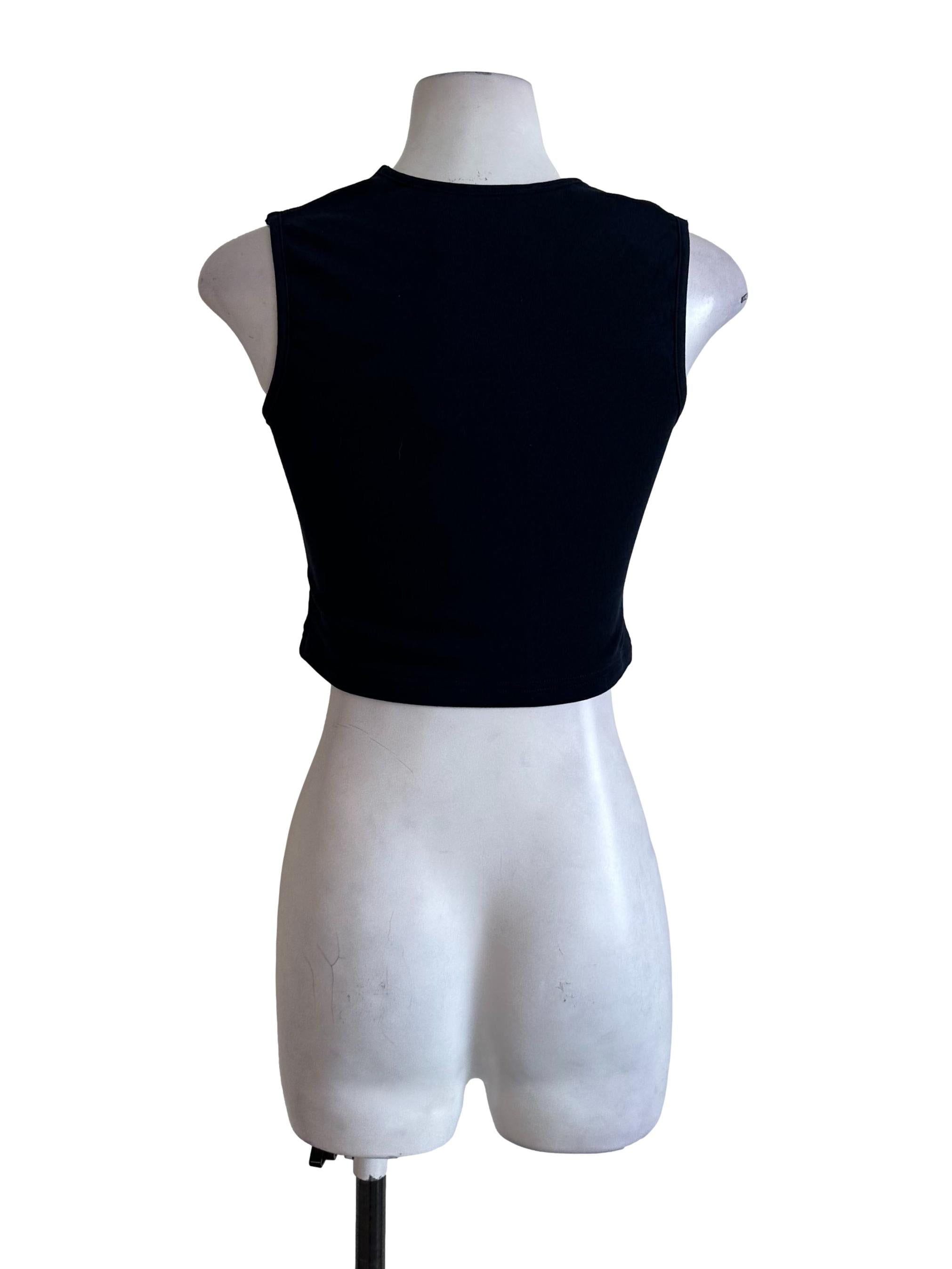 Dark Blue Square Neck Fitted Top