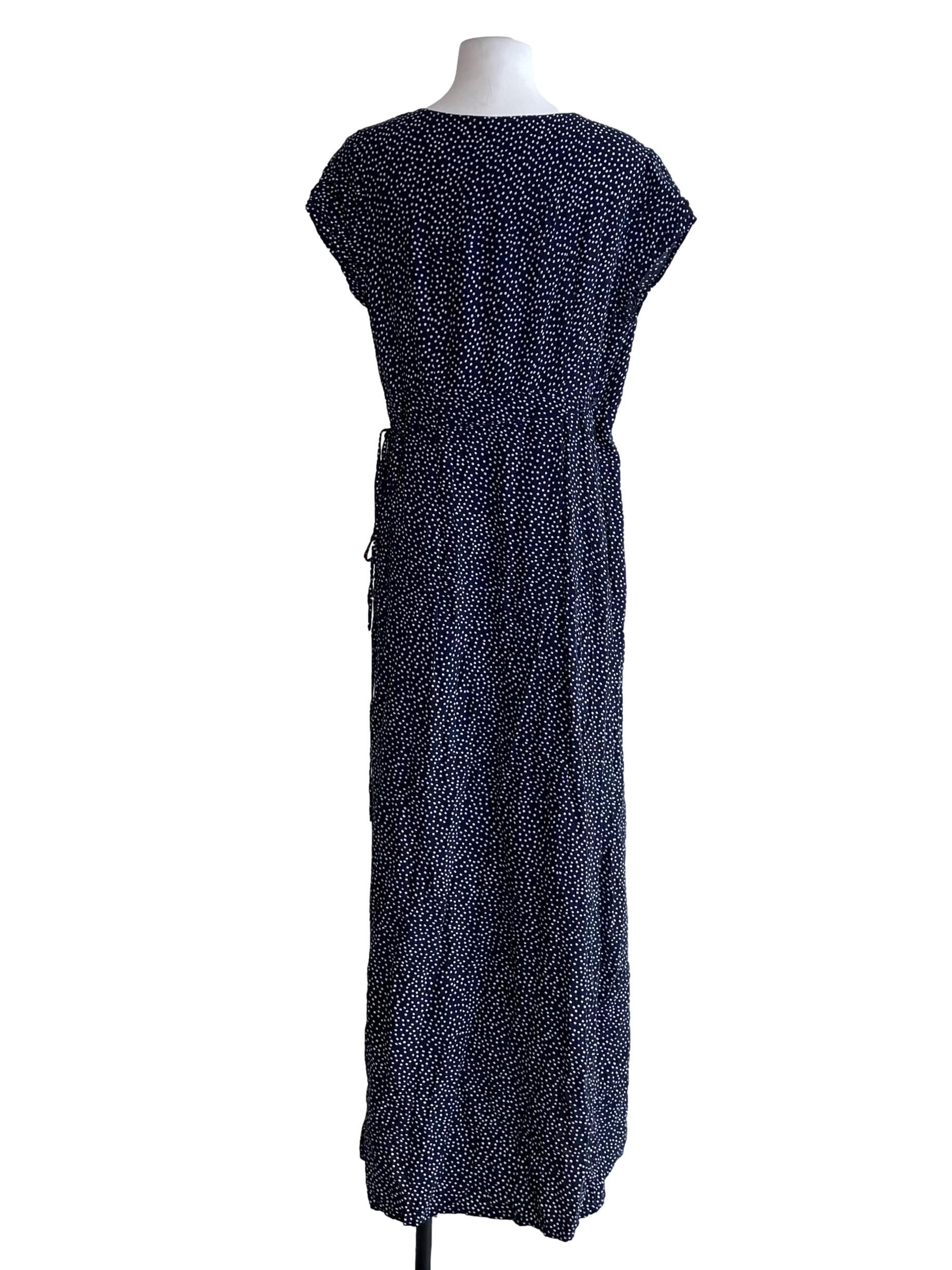 Navy Blue Dots Wrap Dress