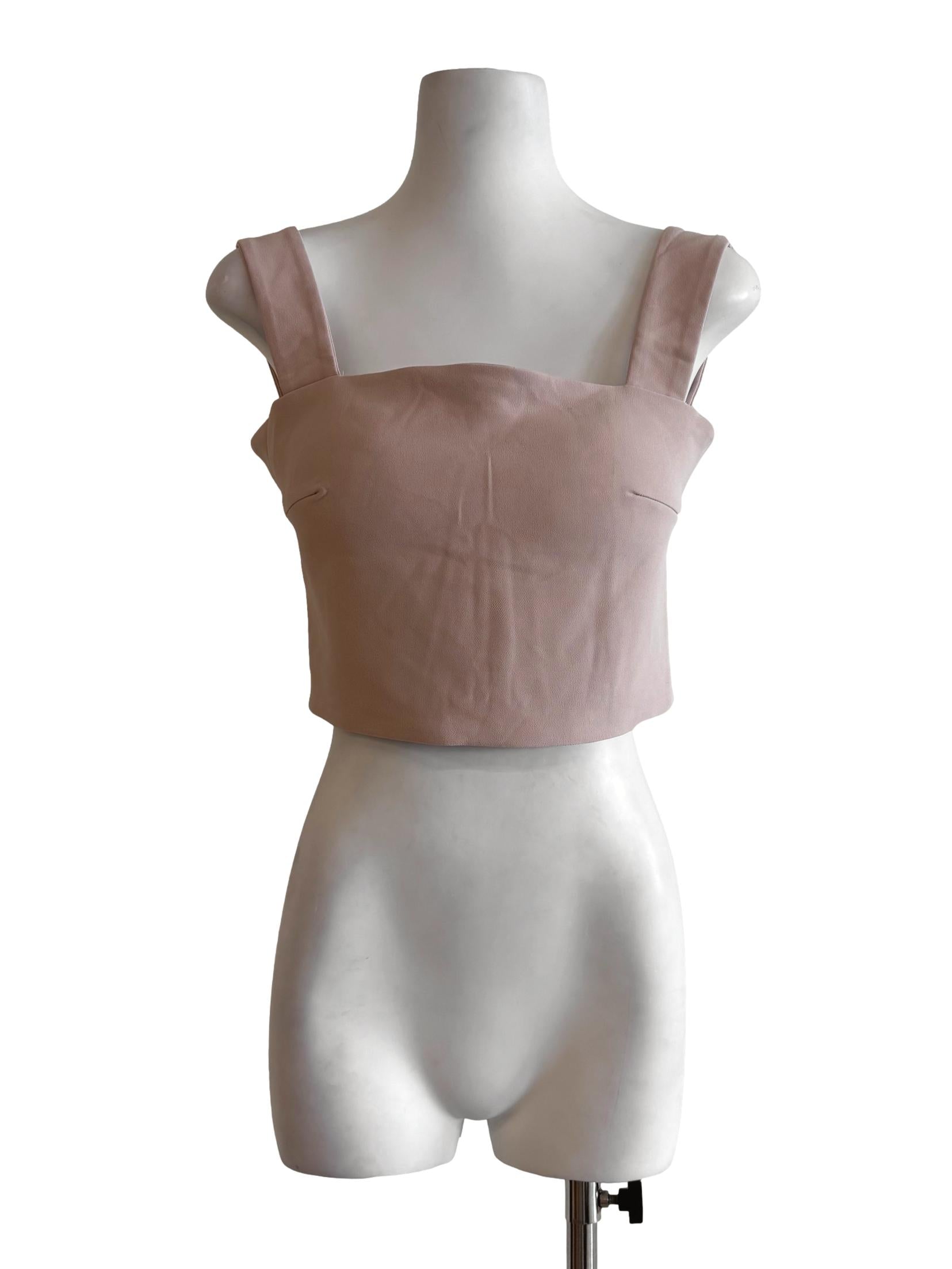 Nude Pink Square Neck Sleeveless Top