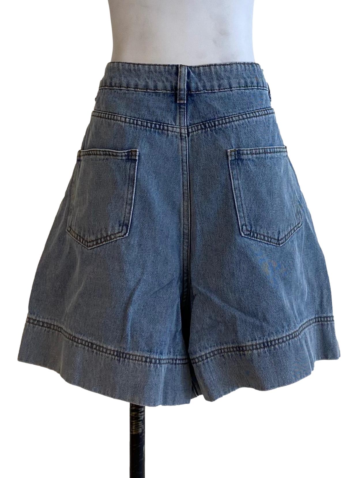 Light Denim Blue Low Rise Shorts