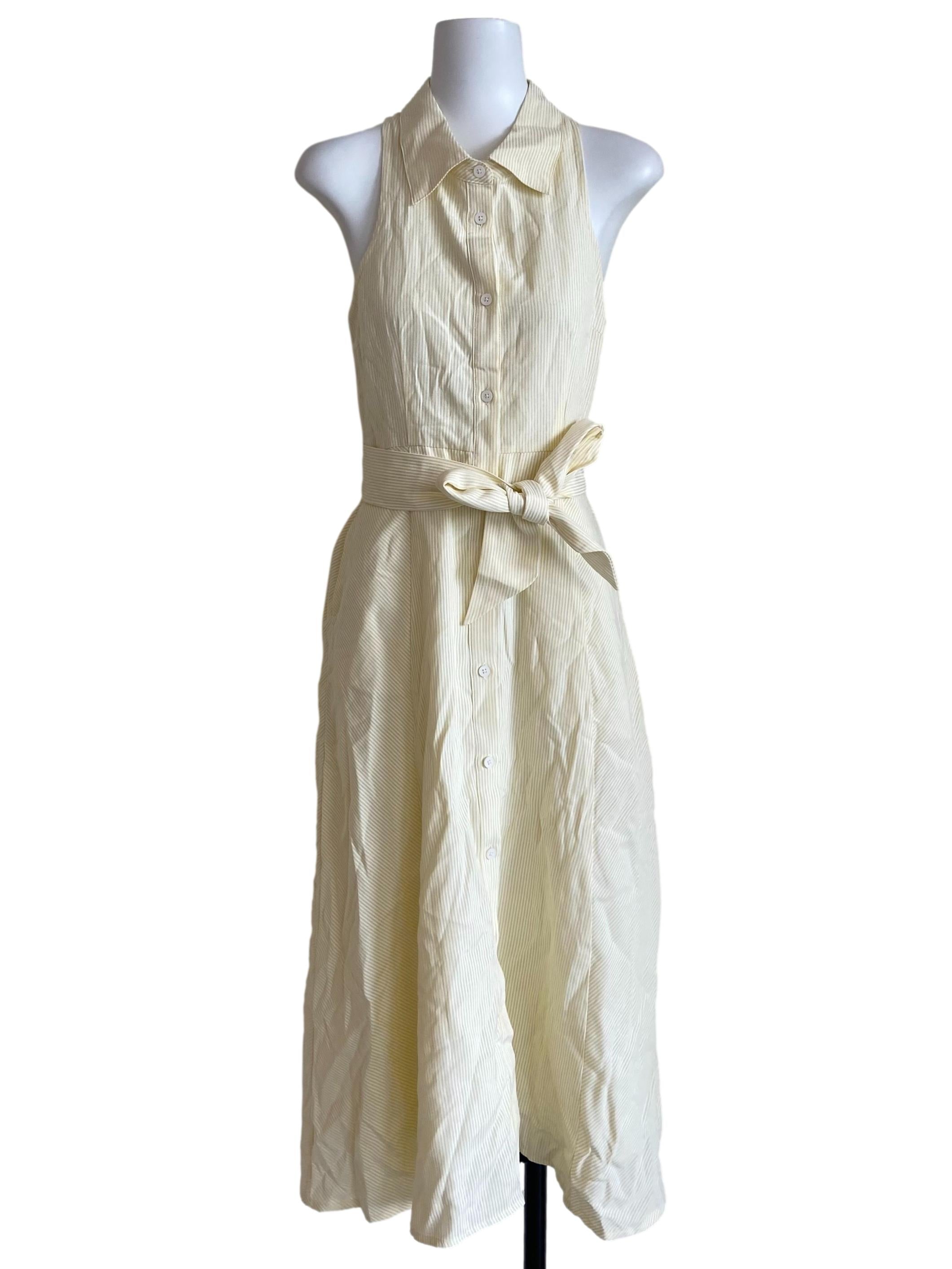 Banana Yellow Stripe Sleeveless A-Line Dress GA