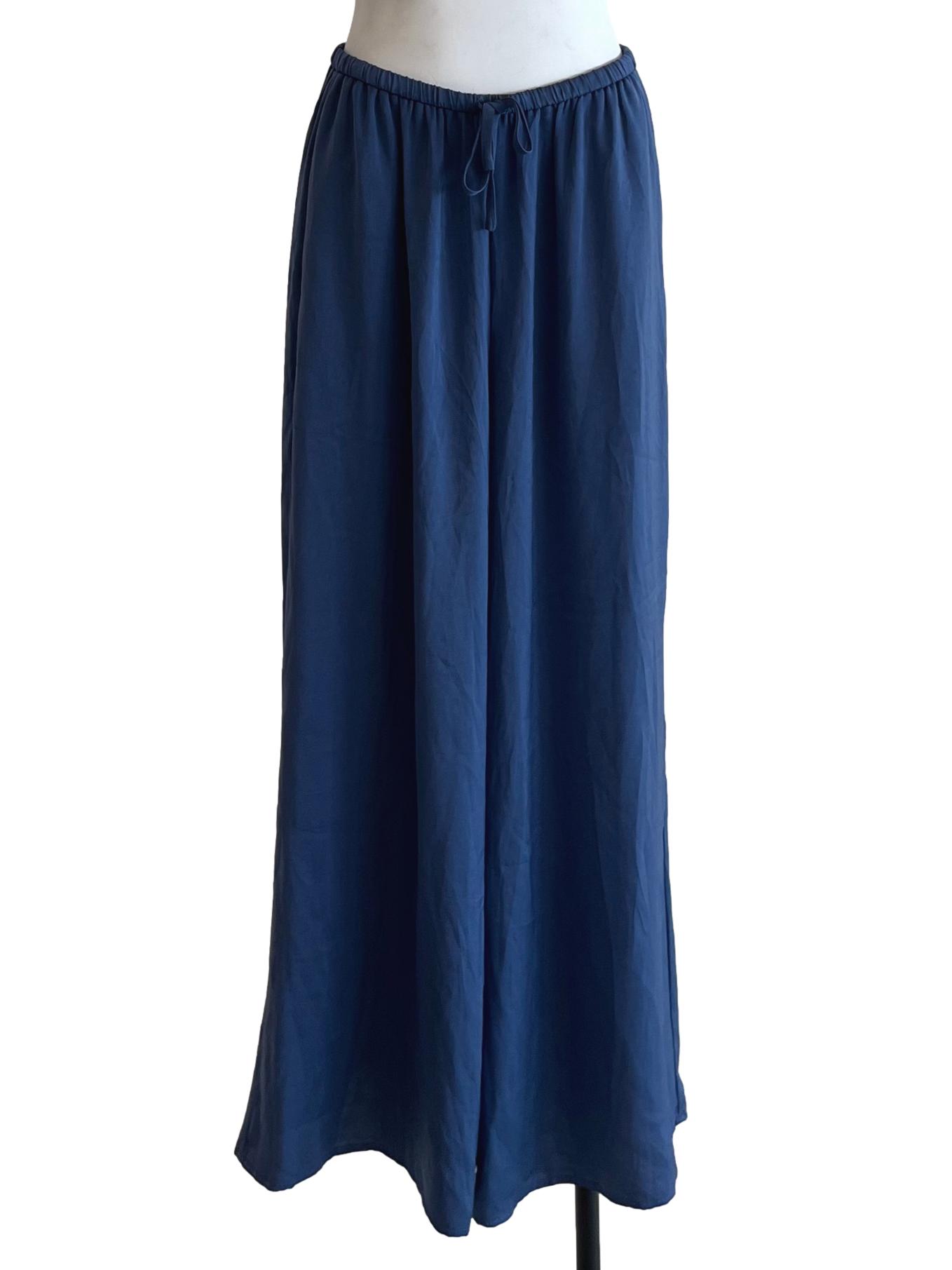 Azure Blue High-Waisted Wide-Leg Pants YHF