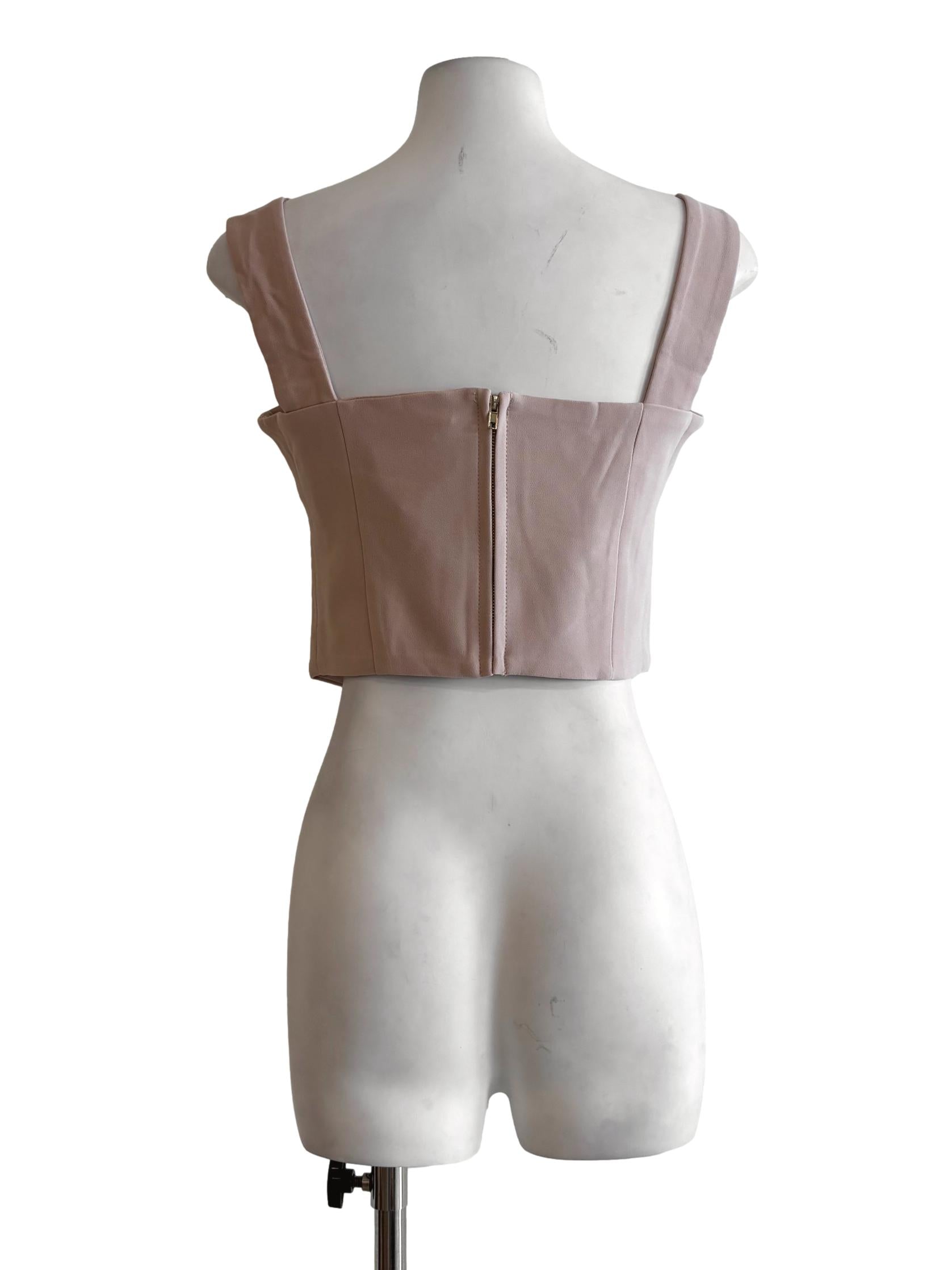 Nude Pink Square Neck Sleeveless Top