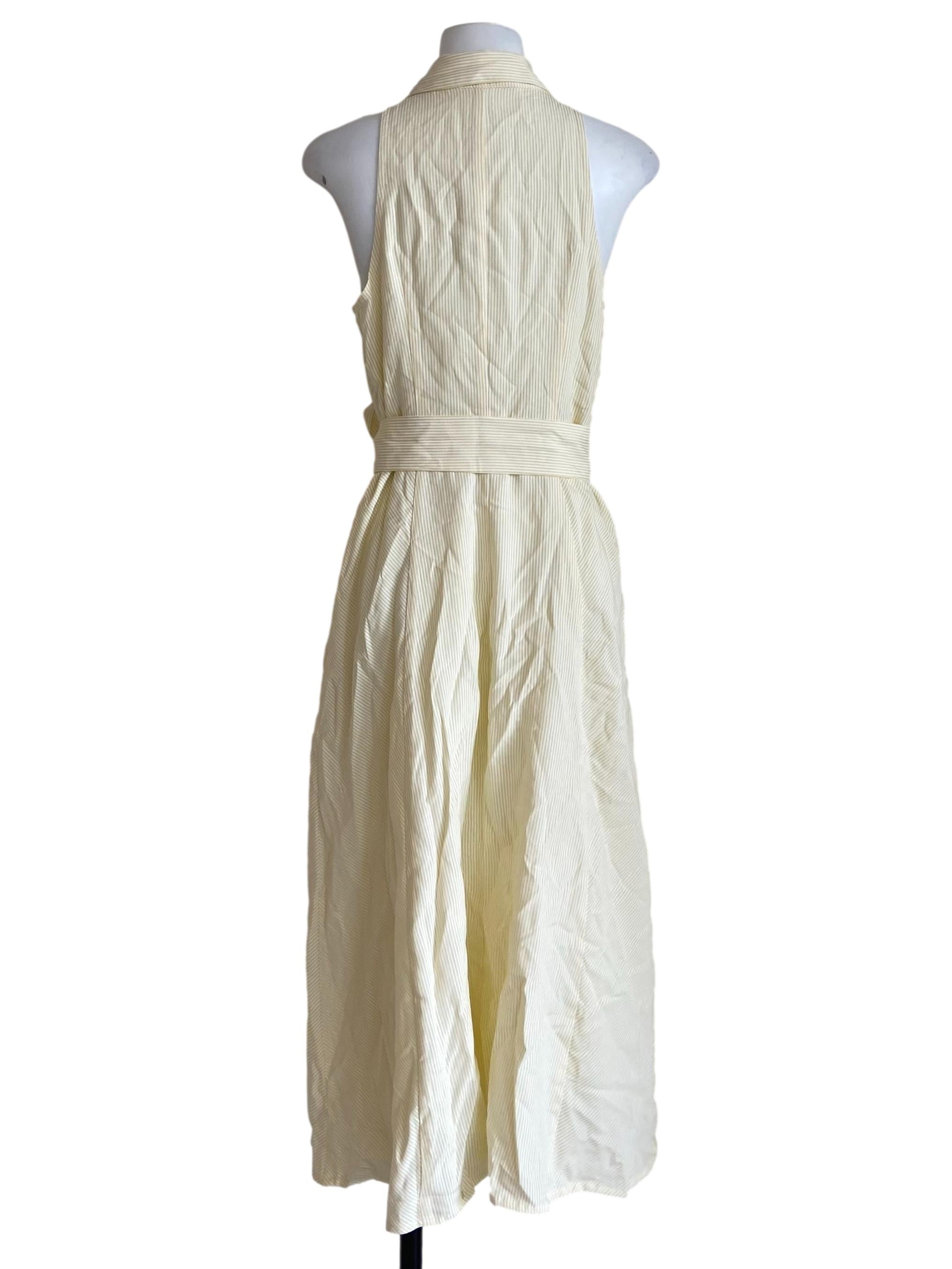 Banana Yellow Stripe Sleeveless A-Line Dress GA