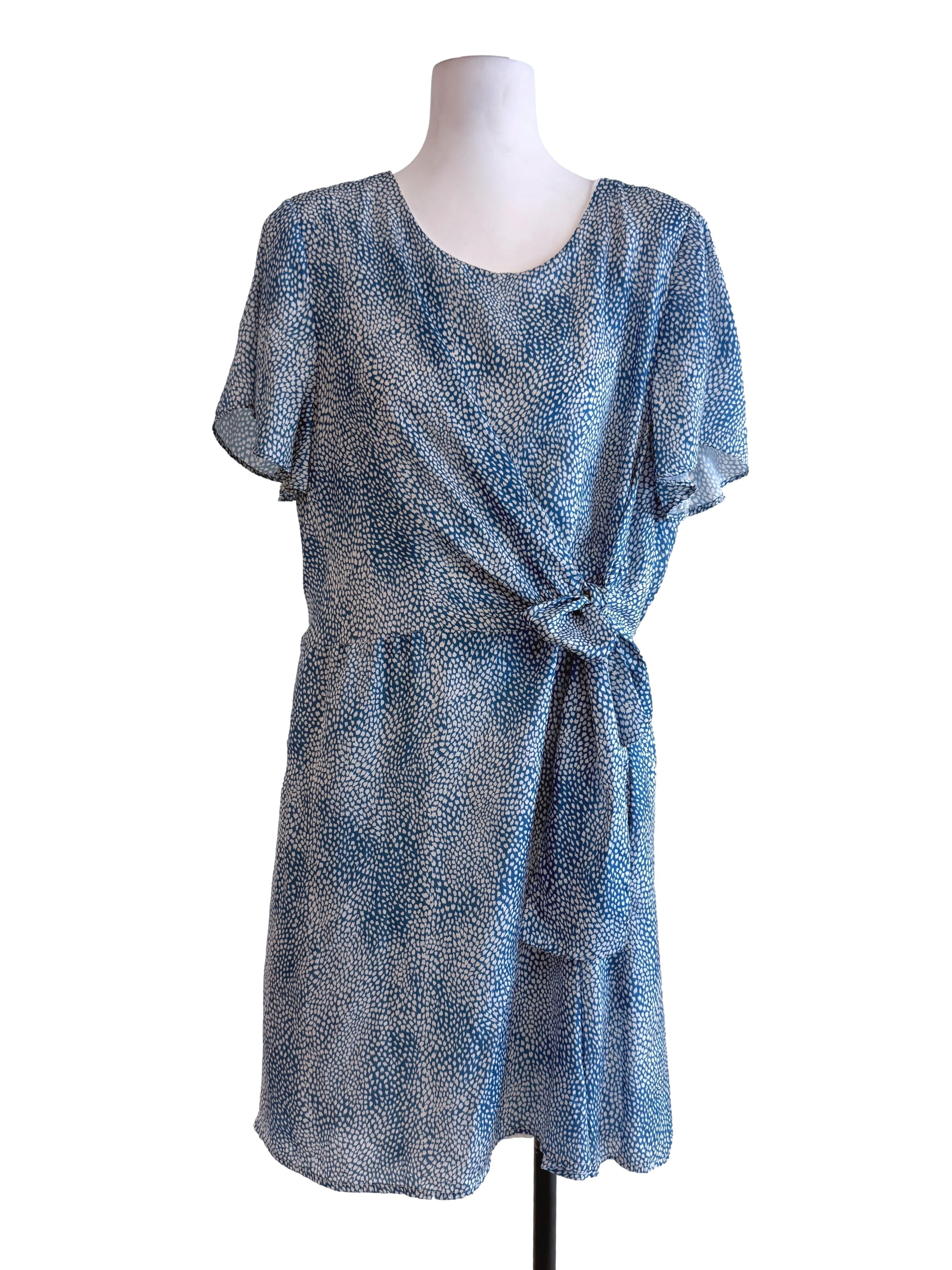 Blue Printed Leopard Dress