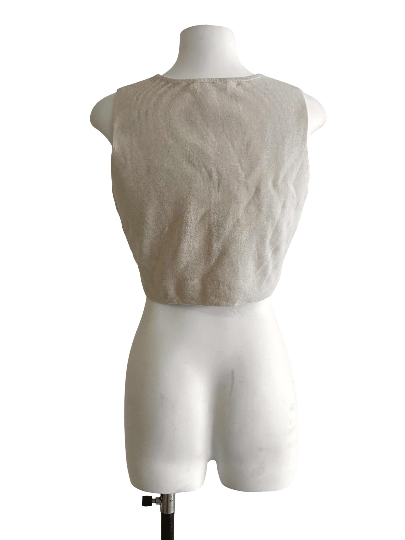 Beige Rib Knit Sleeveless Top TWL