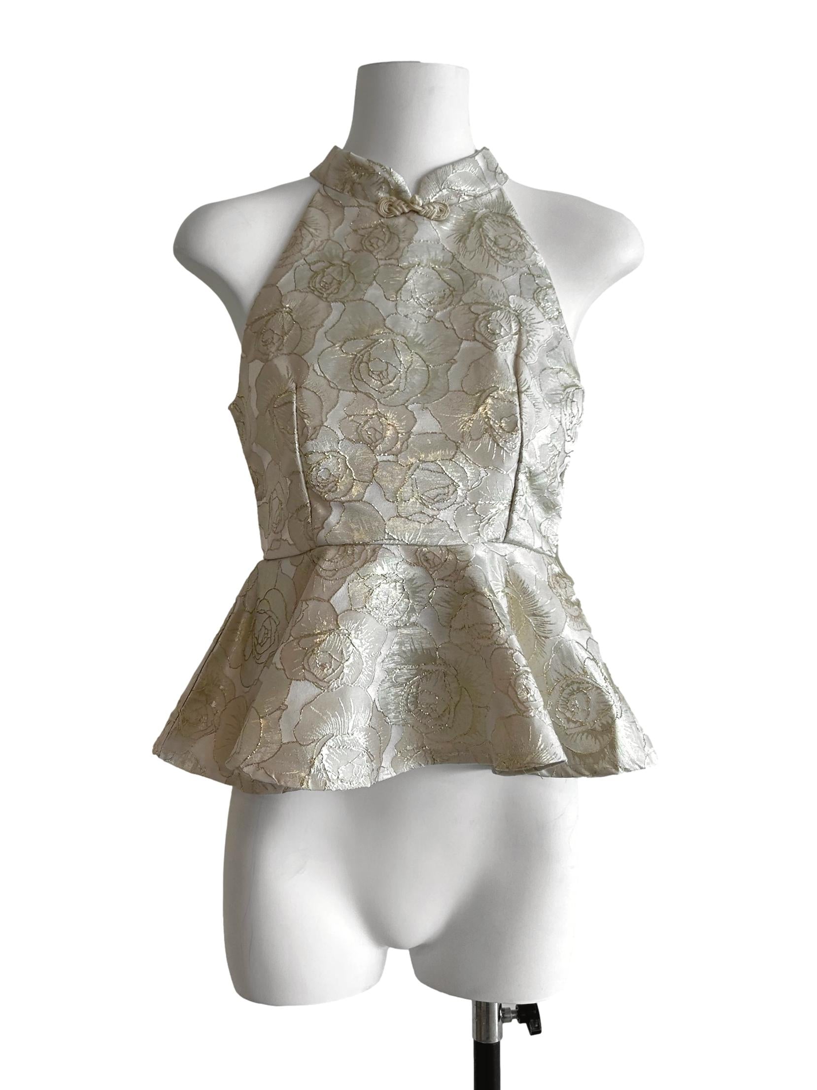 Champagne Floral Cheongsam Top