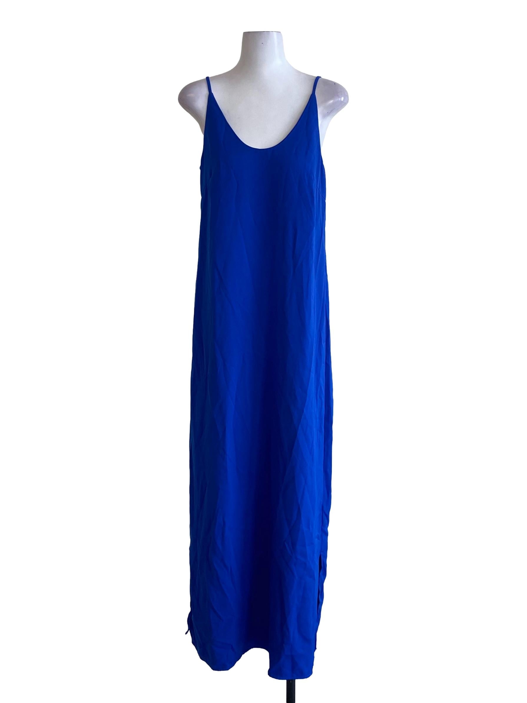 Royal Blue Scoop Neck Spaghetti Strap Slip Dress