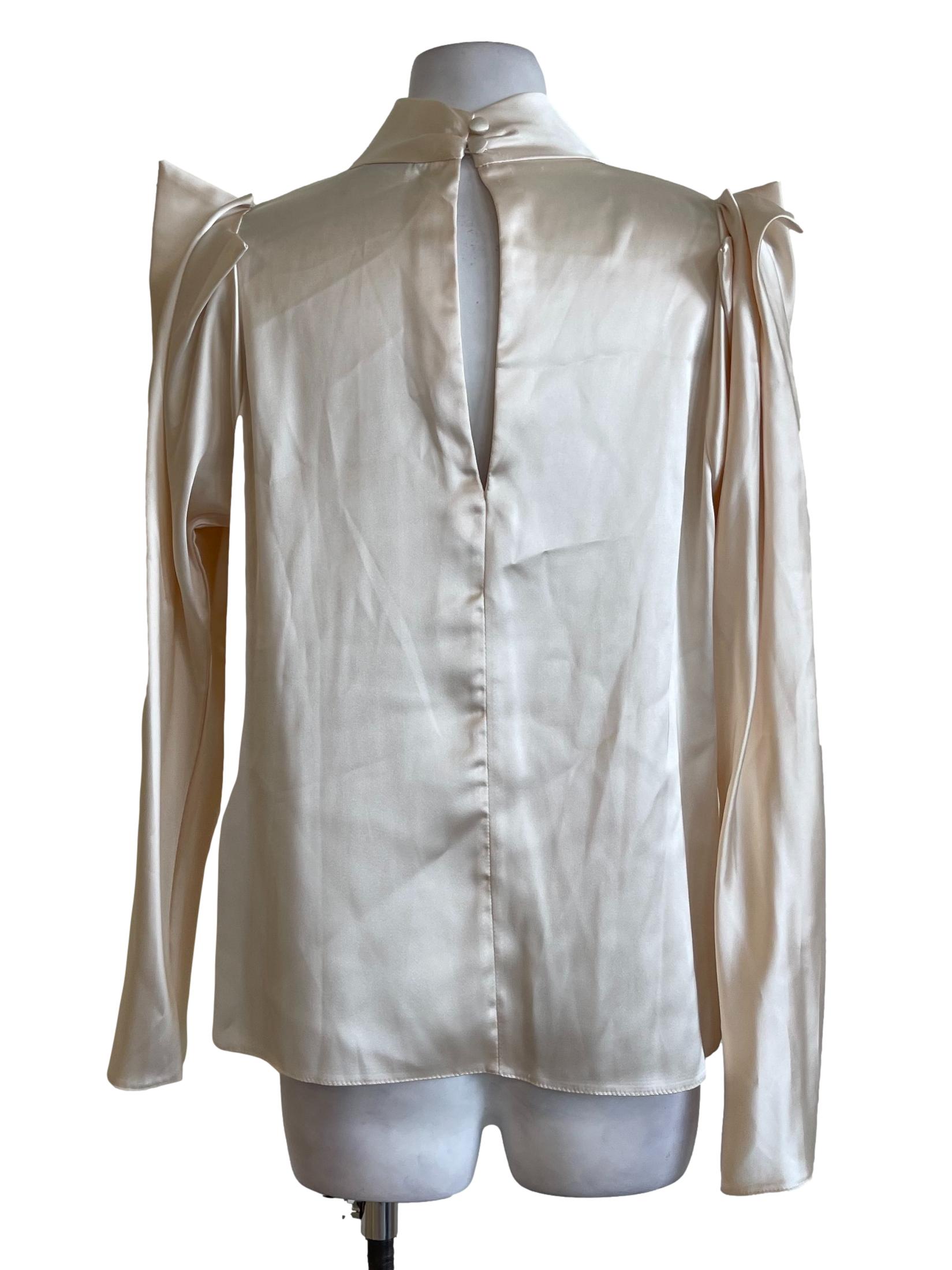 Cream Satin High Neck Blouse