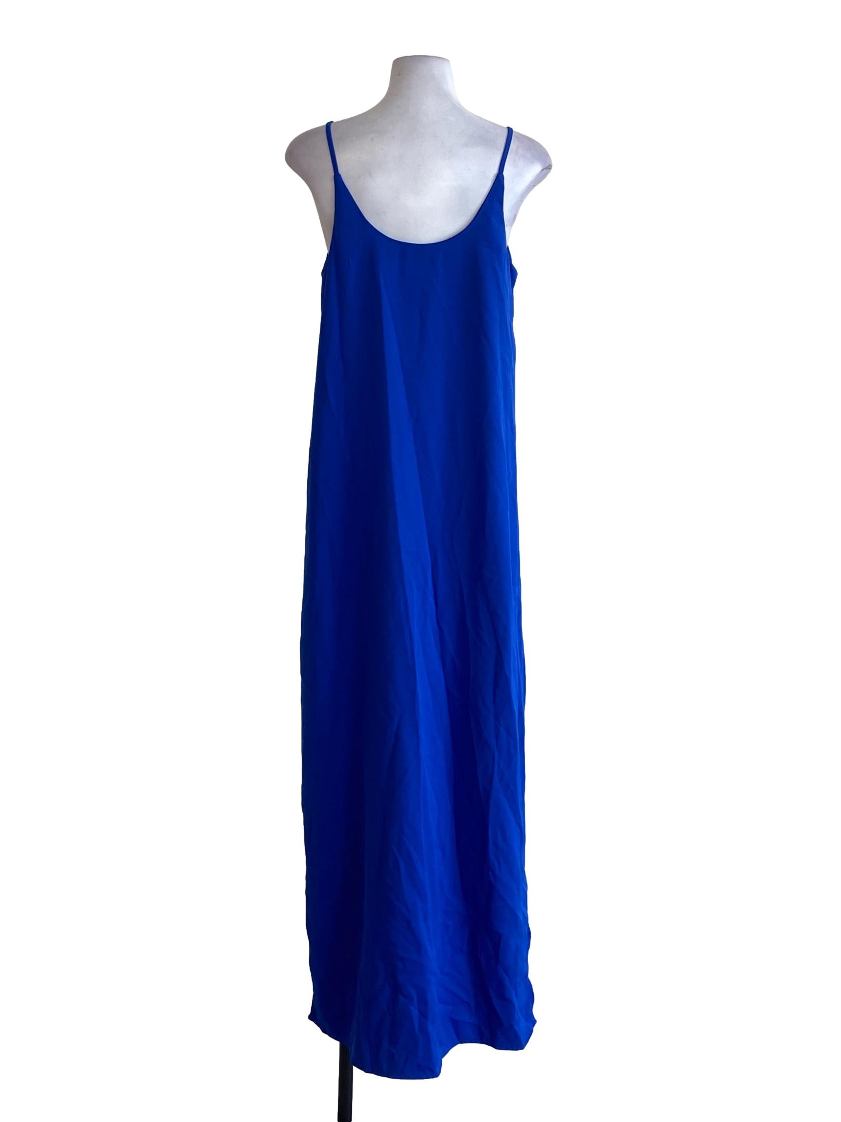 Royal Blue Scoop Neck Spaghetti Strap Slip Dress