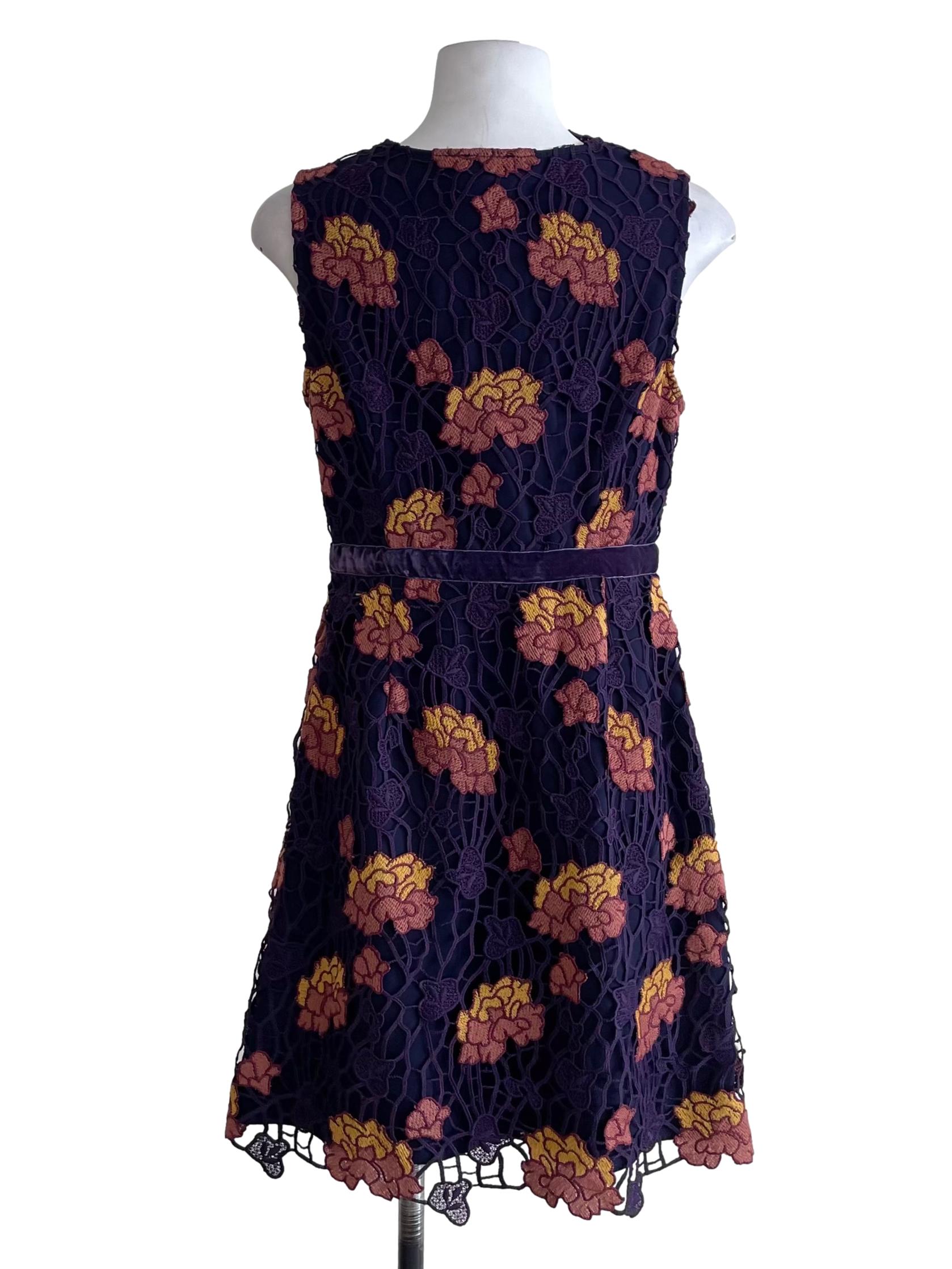 Dark Purple Embroidery V Neck Sheath Dress