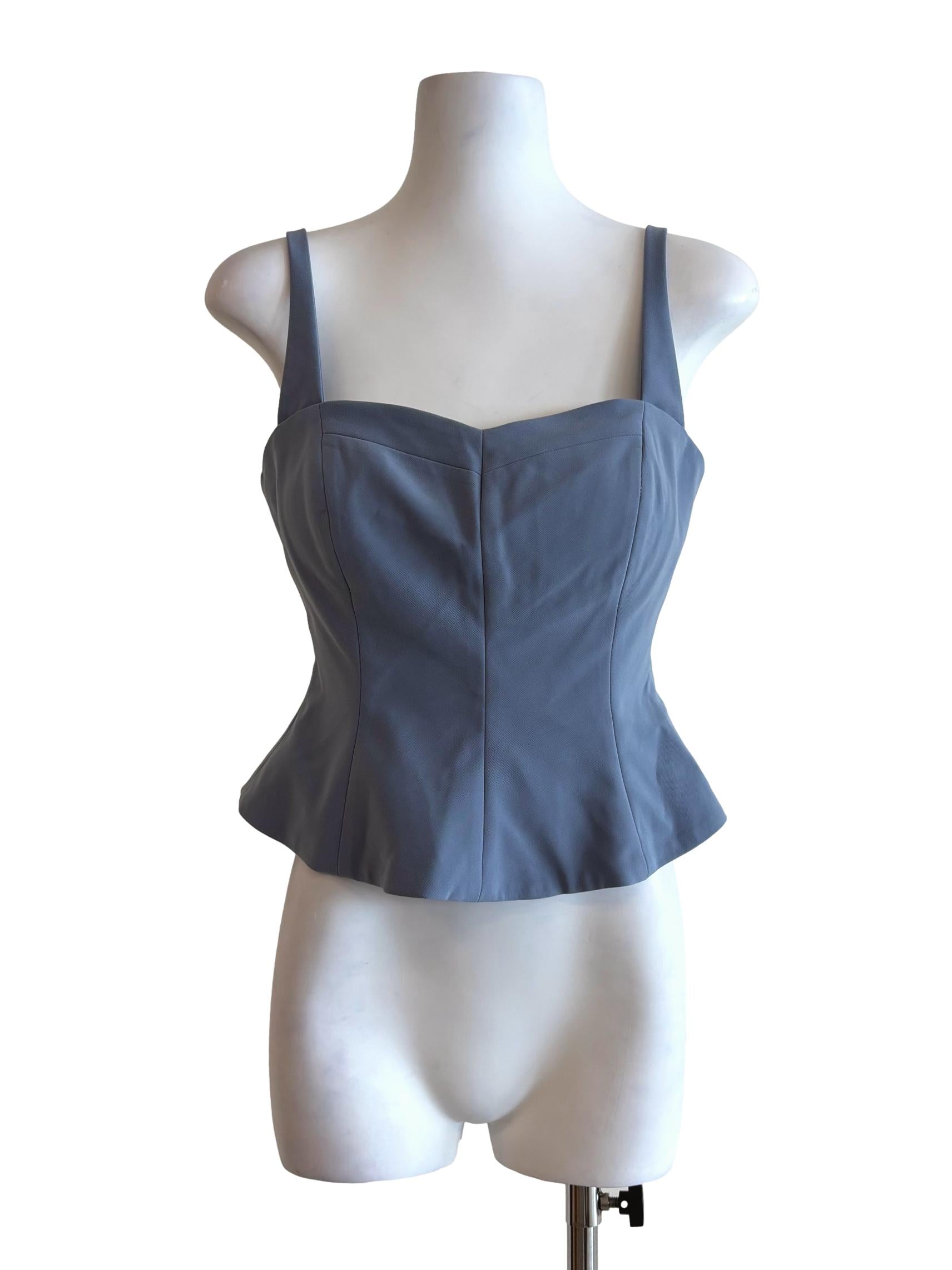 Dusty Blue Sleeveless Peplum Top