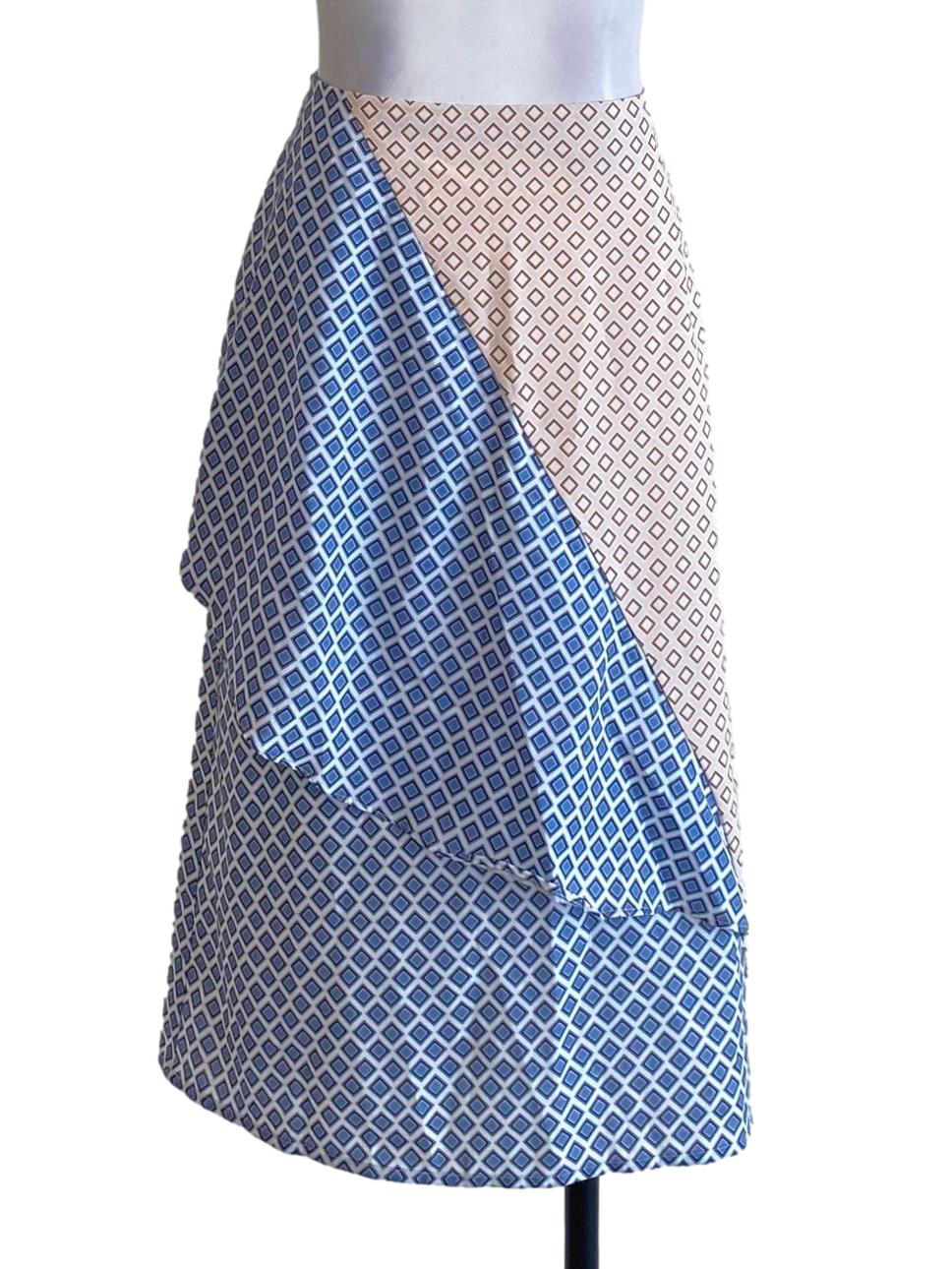 Light Berry Blue Printed Cape A-Line Skirt