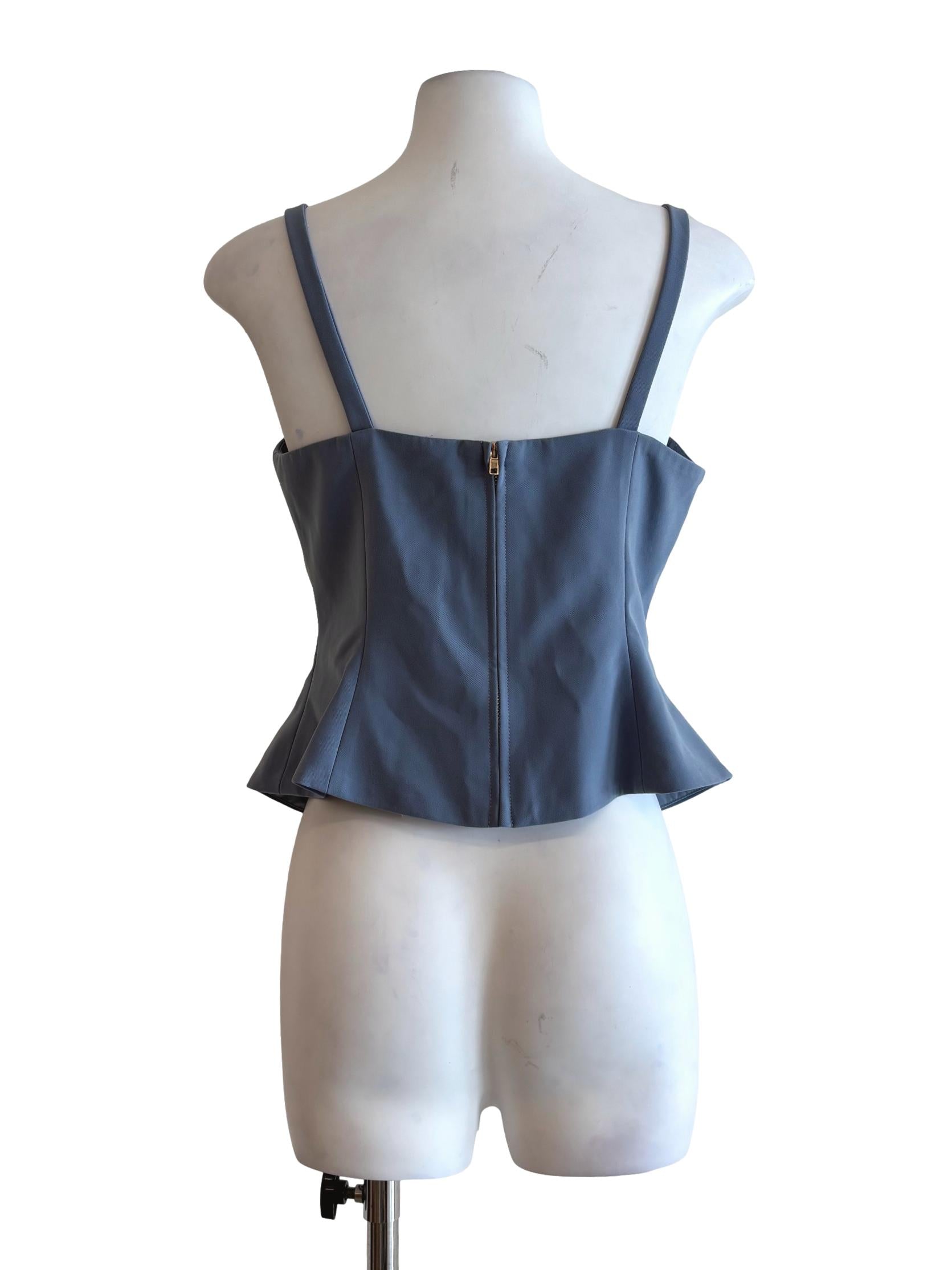 Dusty Blue Sleeveless Peplum Top