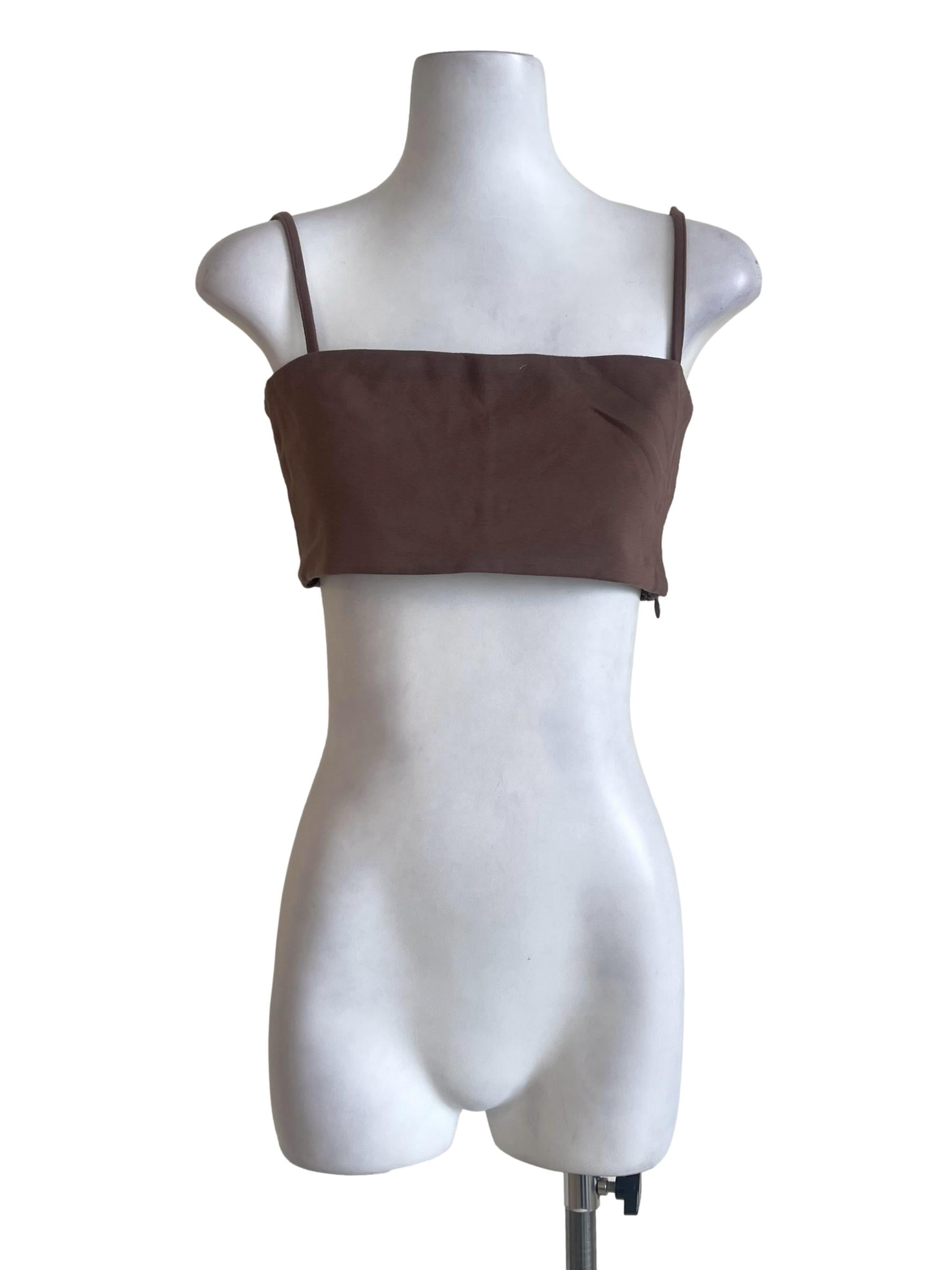 Brown Adjustable Strap Top YHF