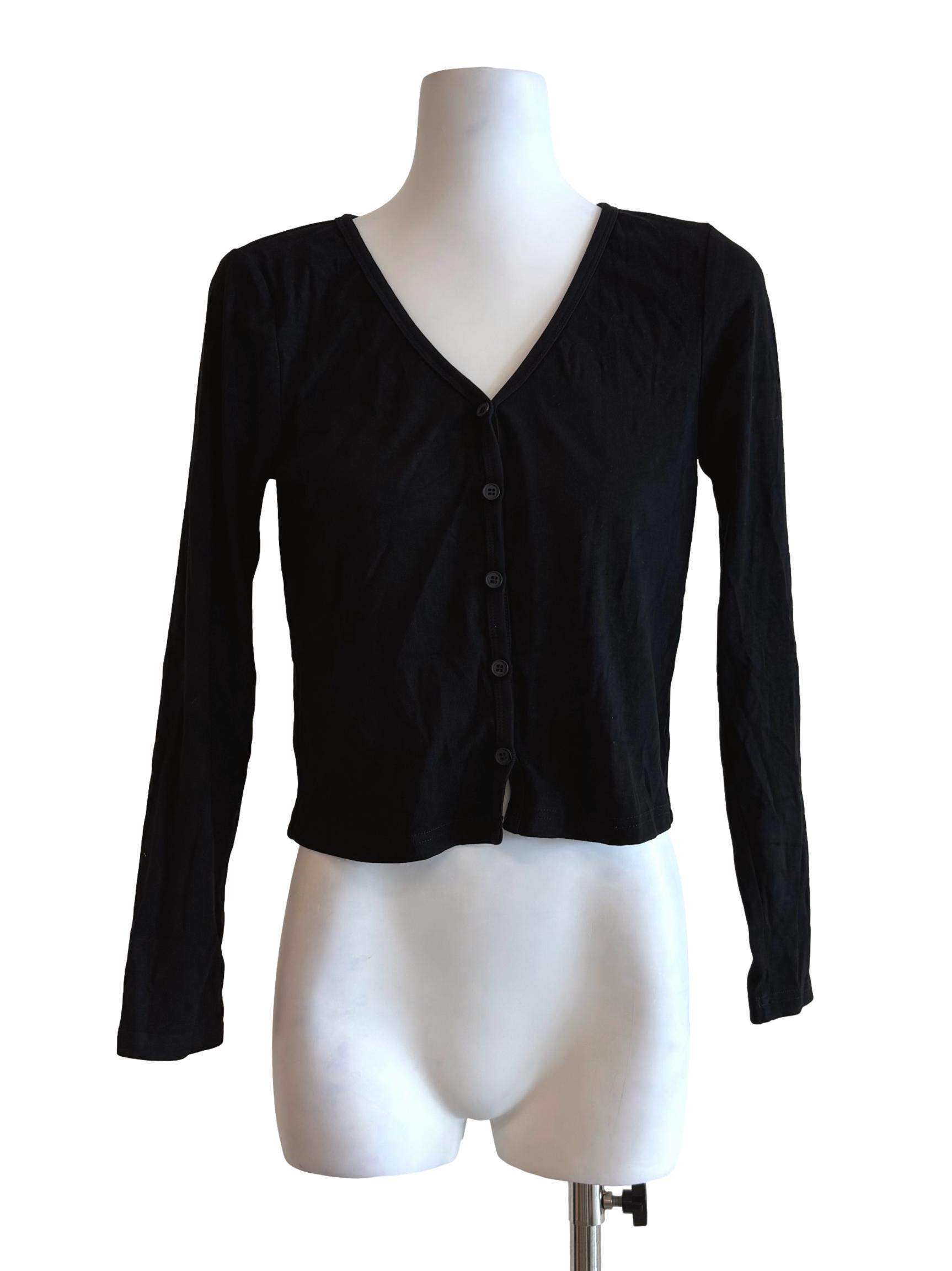 Jet Black V-Neck Cardigan