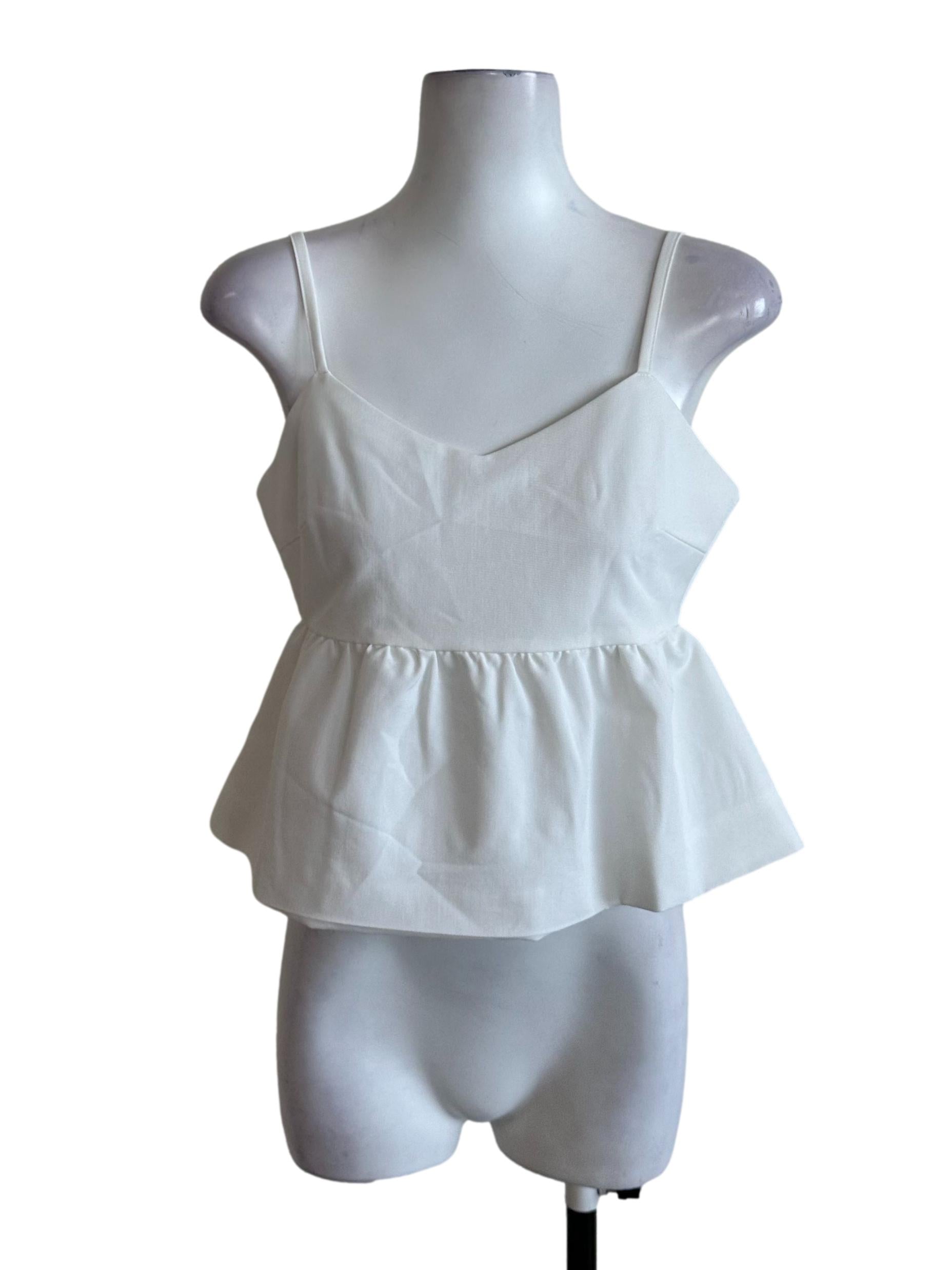 Salt White V Neck Peplum Top