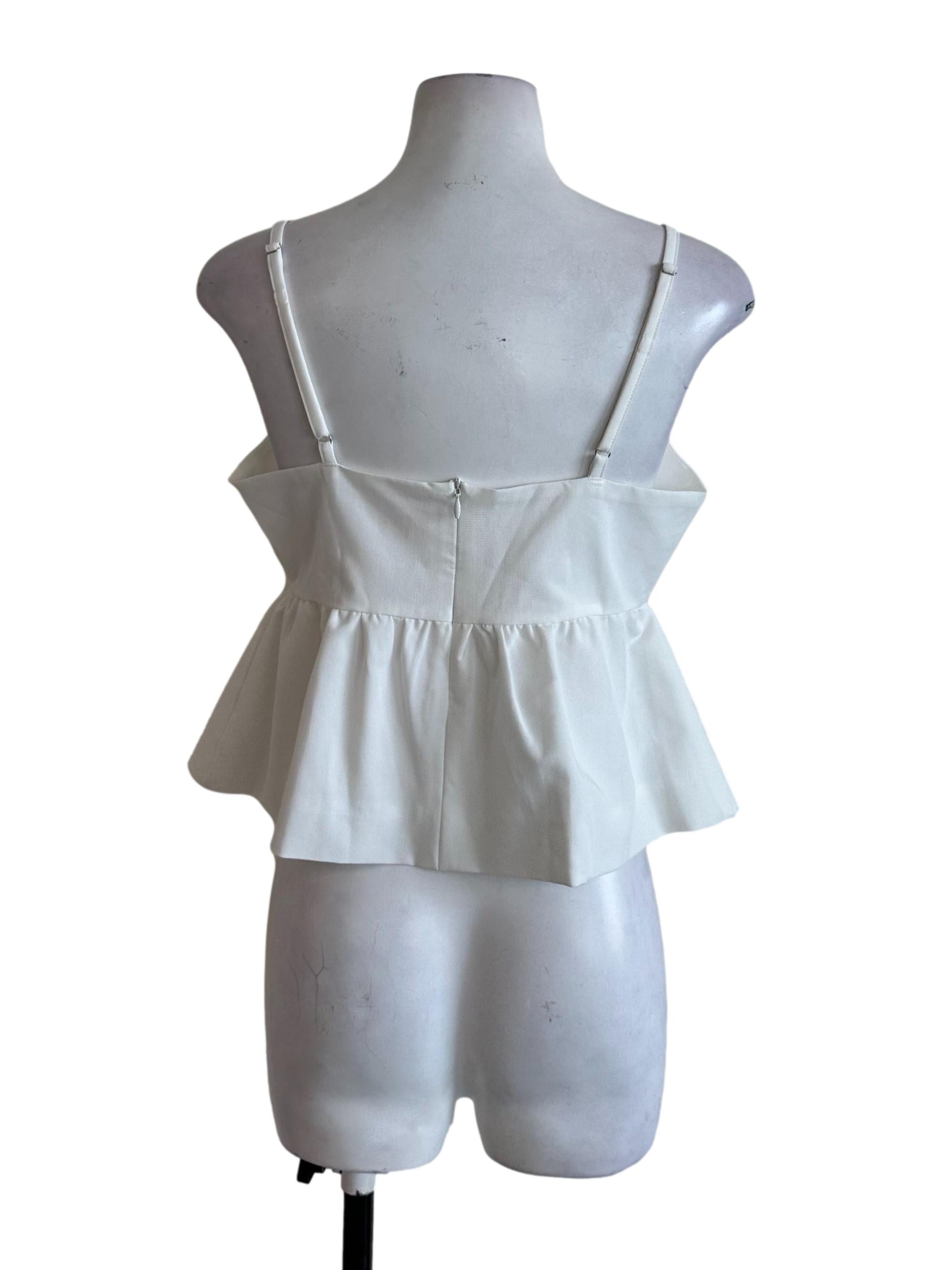 Salt White V Neck Peplum Top