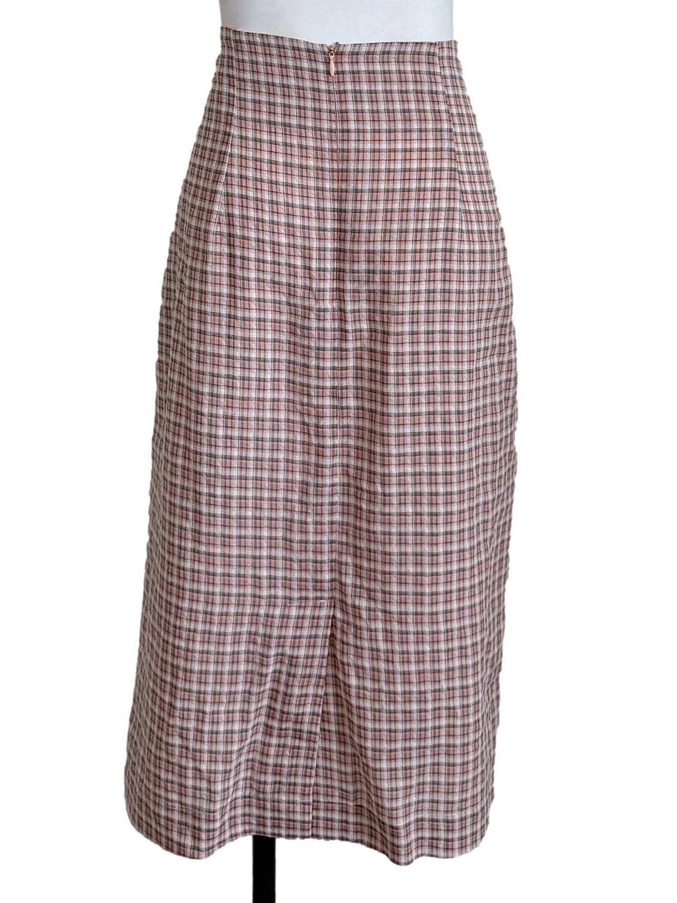 Flamingo Pink Checkered Skirt