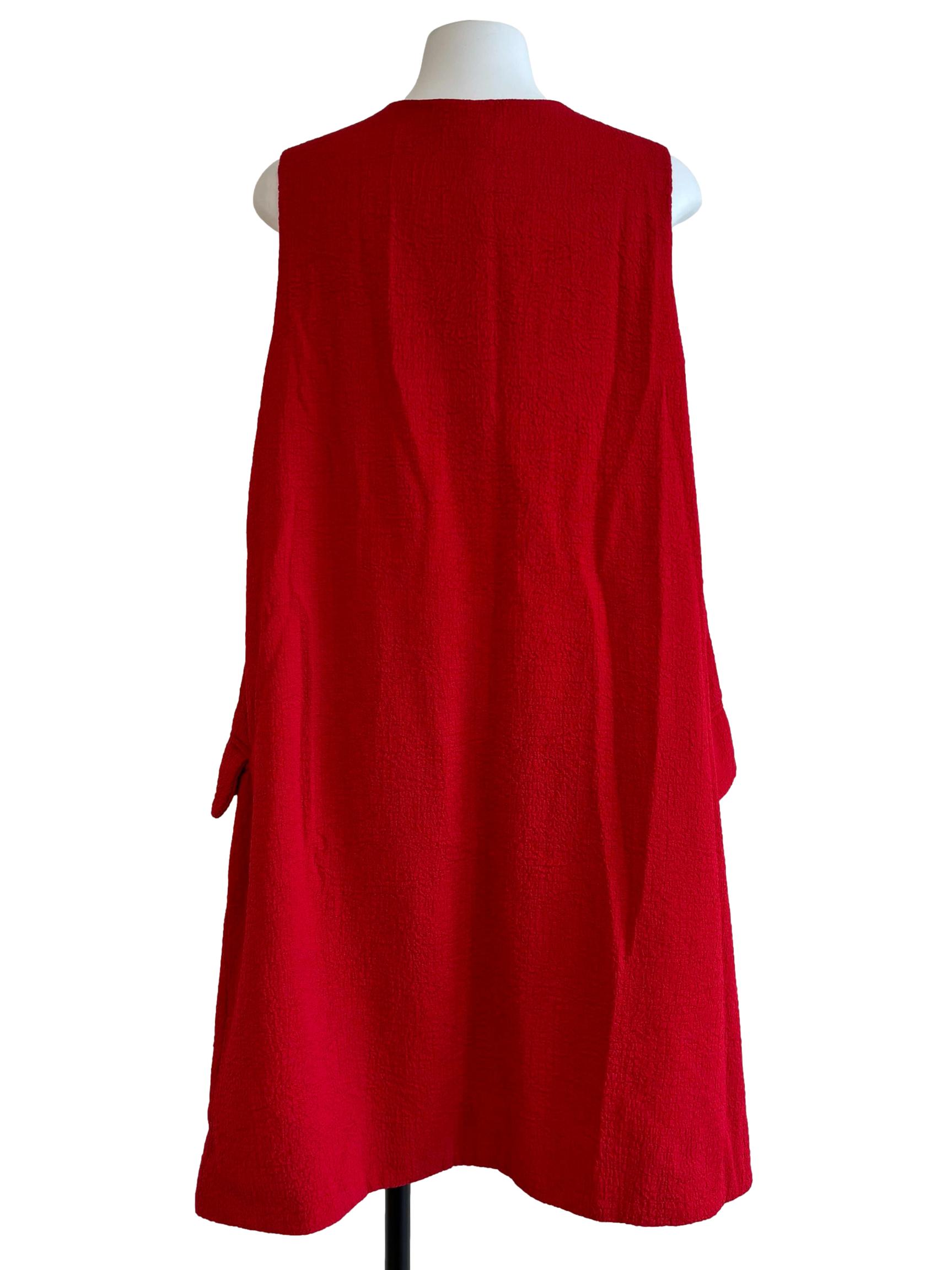 Apple Red Plunged Neck Tent Dress