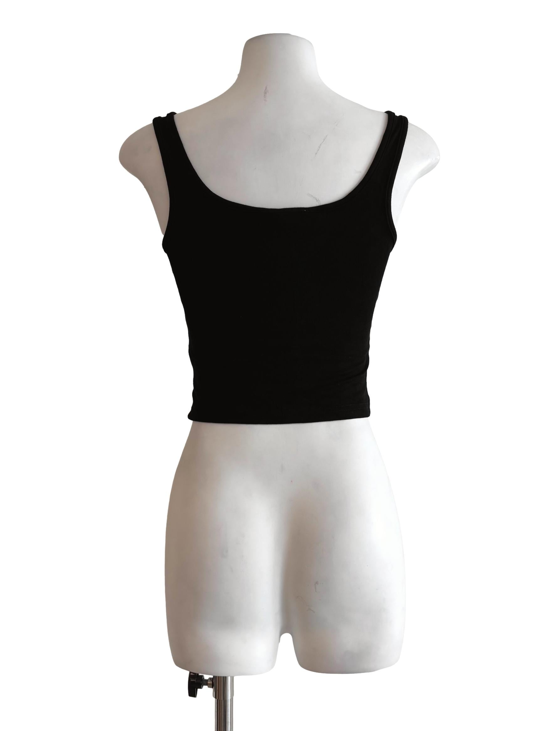 Night Black Square Neck Ribbed Top TTR