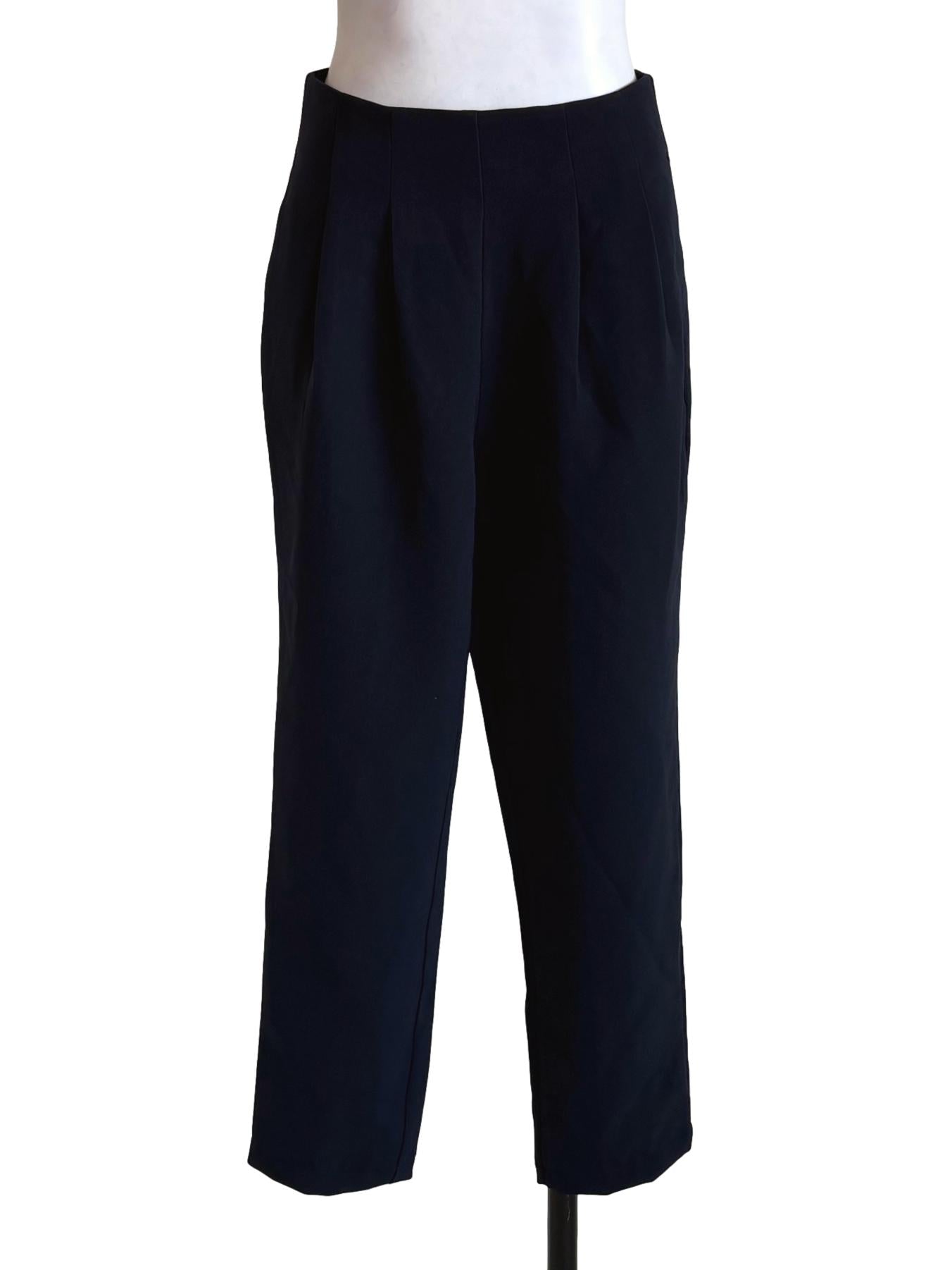 Navy Knife Pleated Trousers