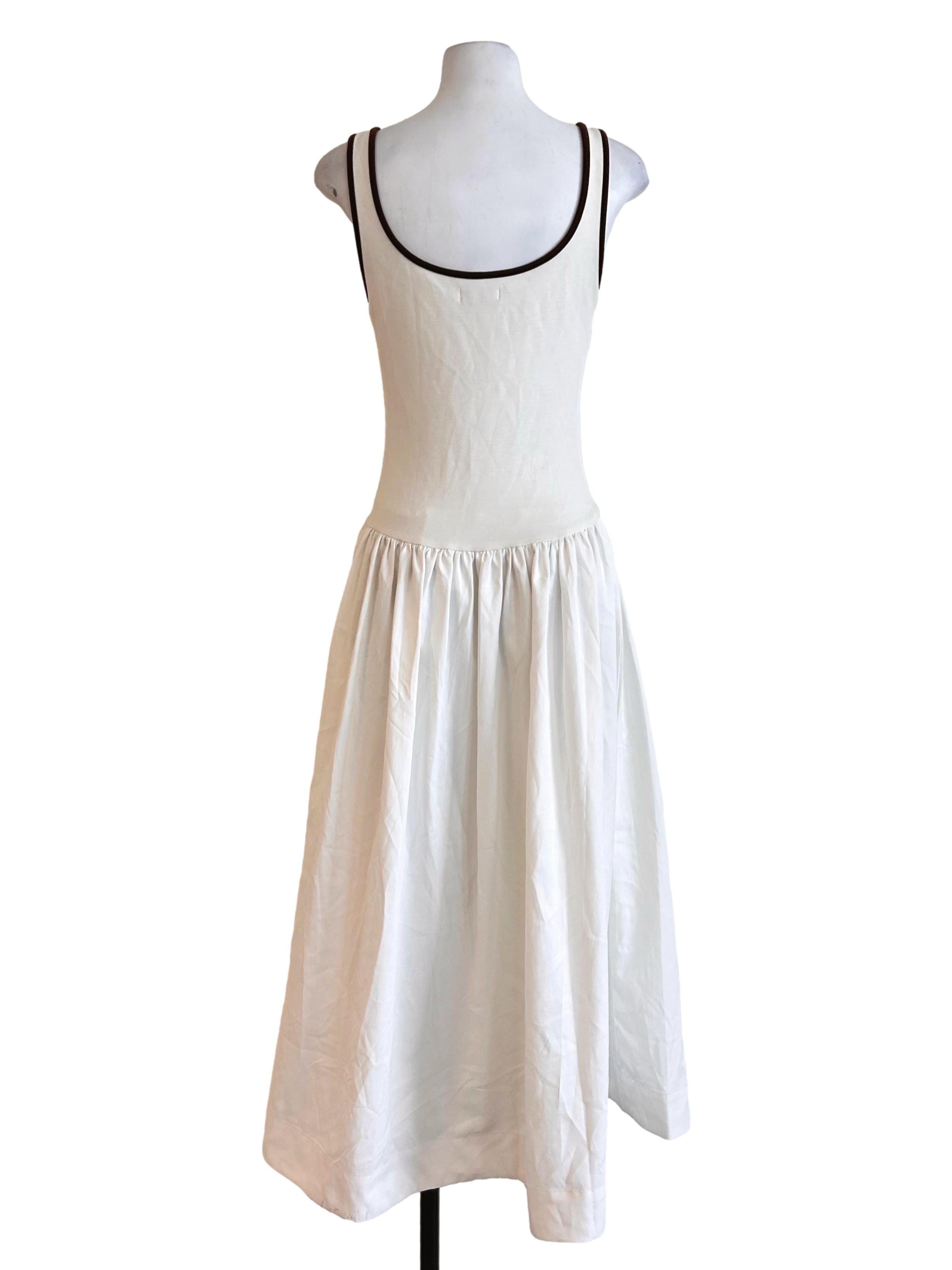 White Sleeveless Drop Waist Tie Dress