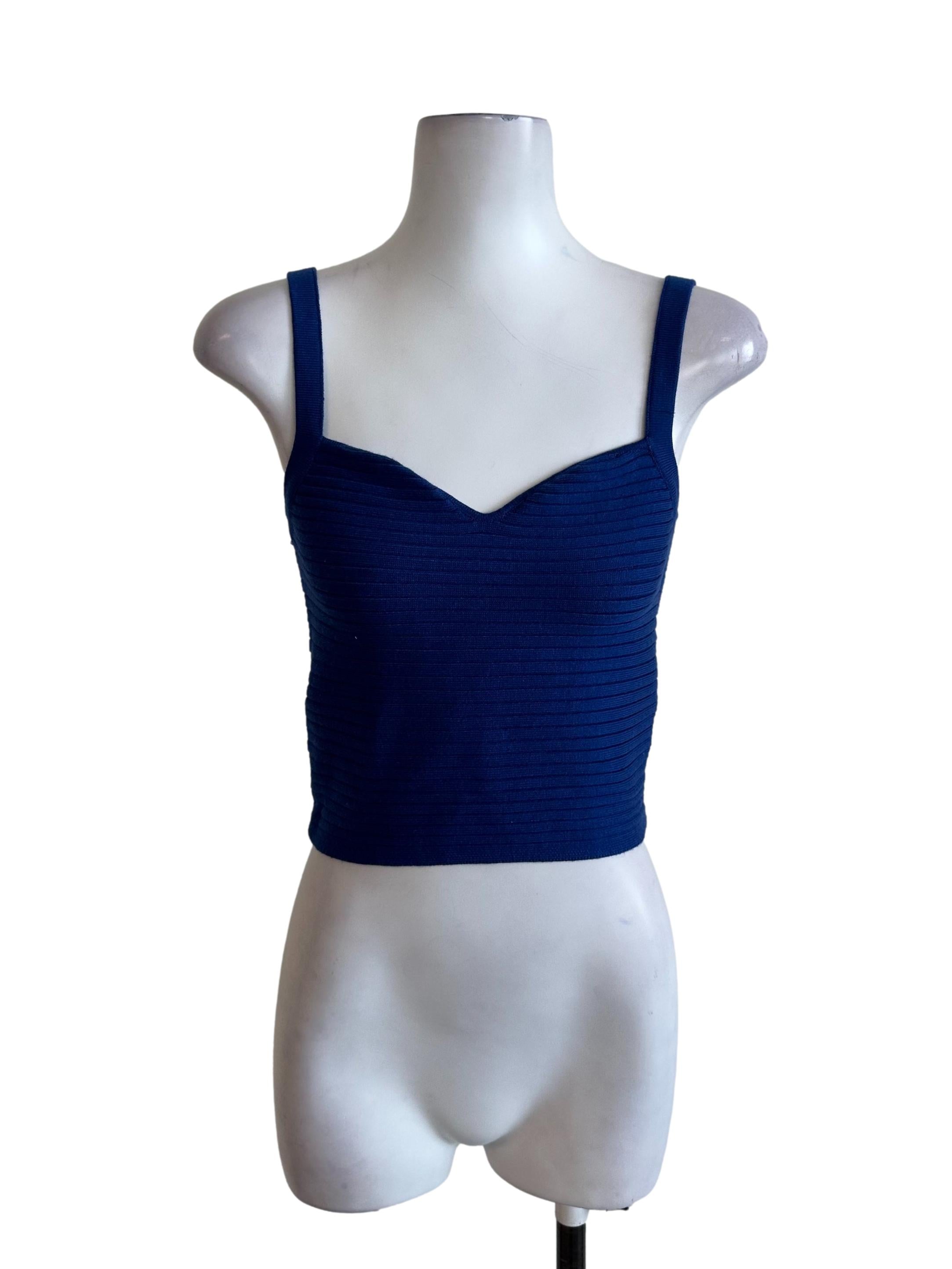 Berry Blue Knit Sweetheart Top