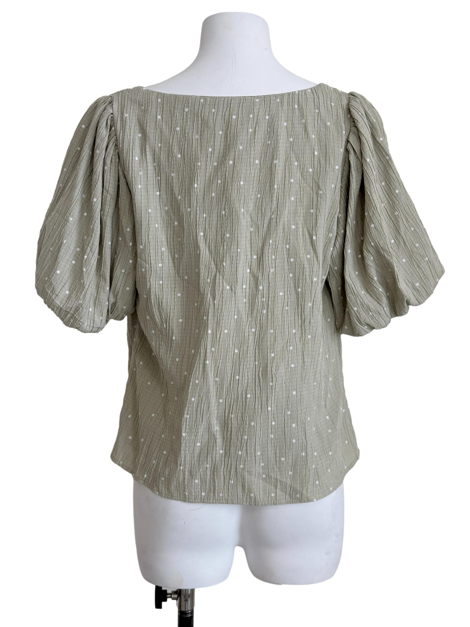 Olive Green Polkadot Top