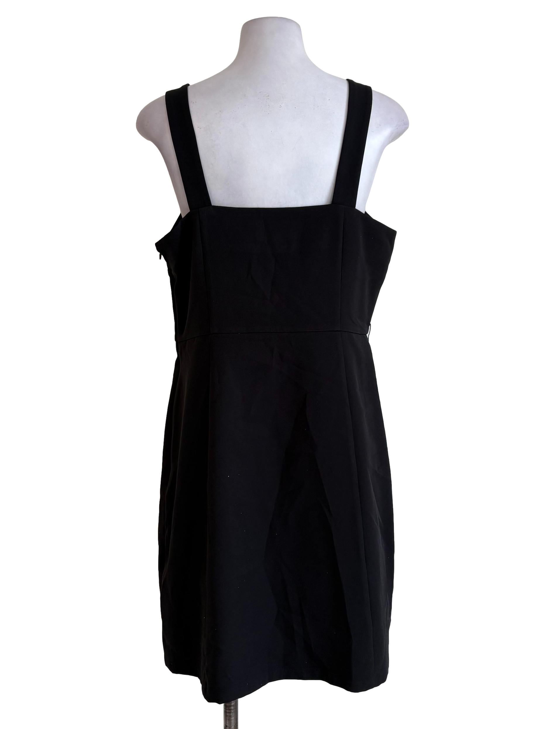 Black Front Slit Apron Dress