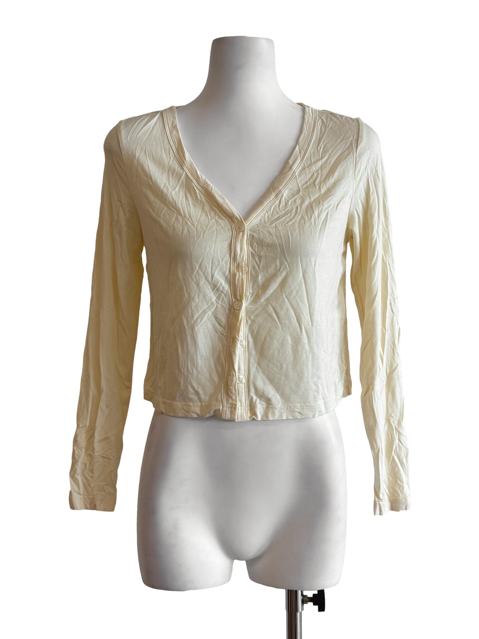 Cream Yellow V-Neck Cardigan
