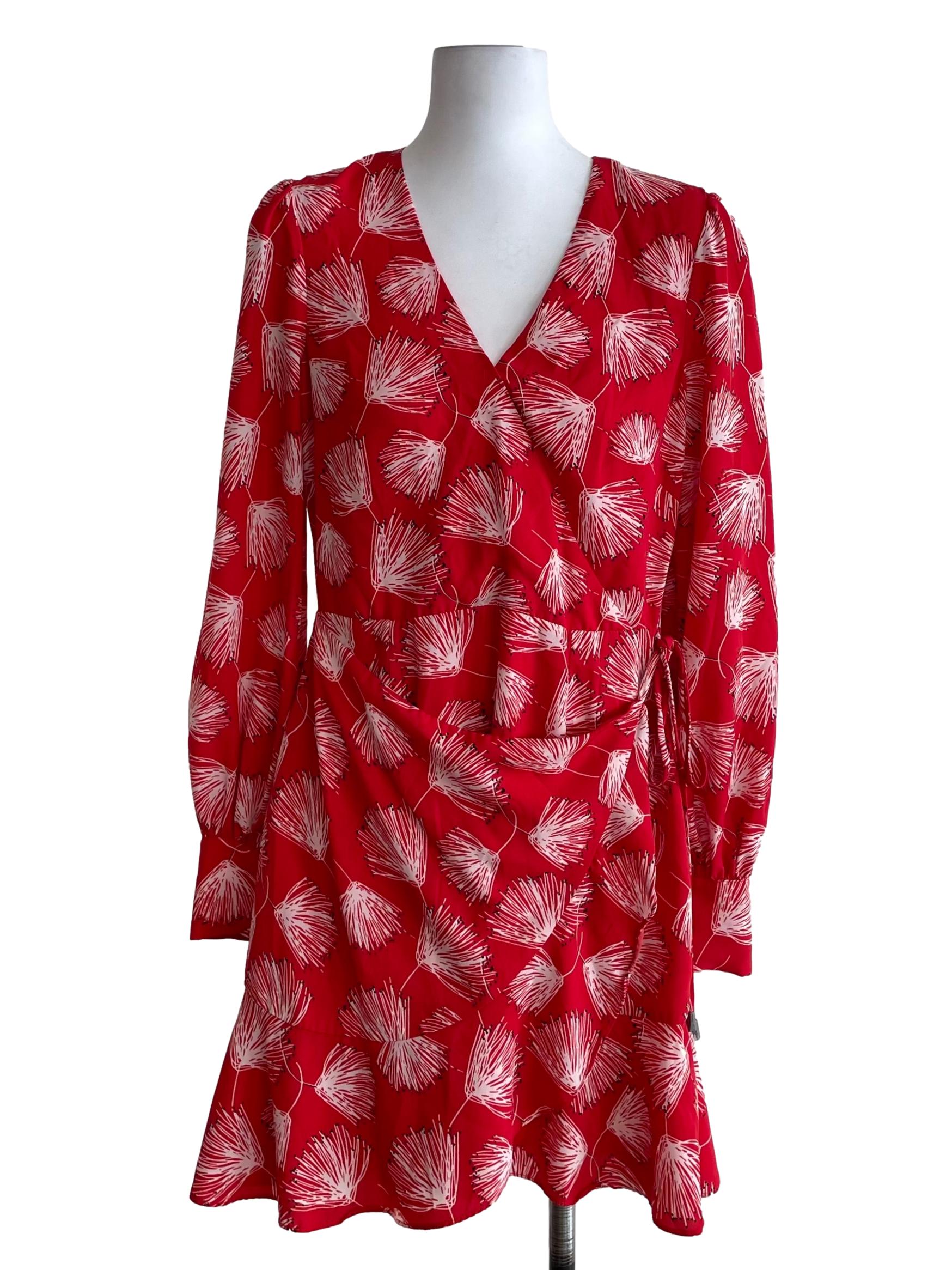 Red Floral Wendy Wrap Dress