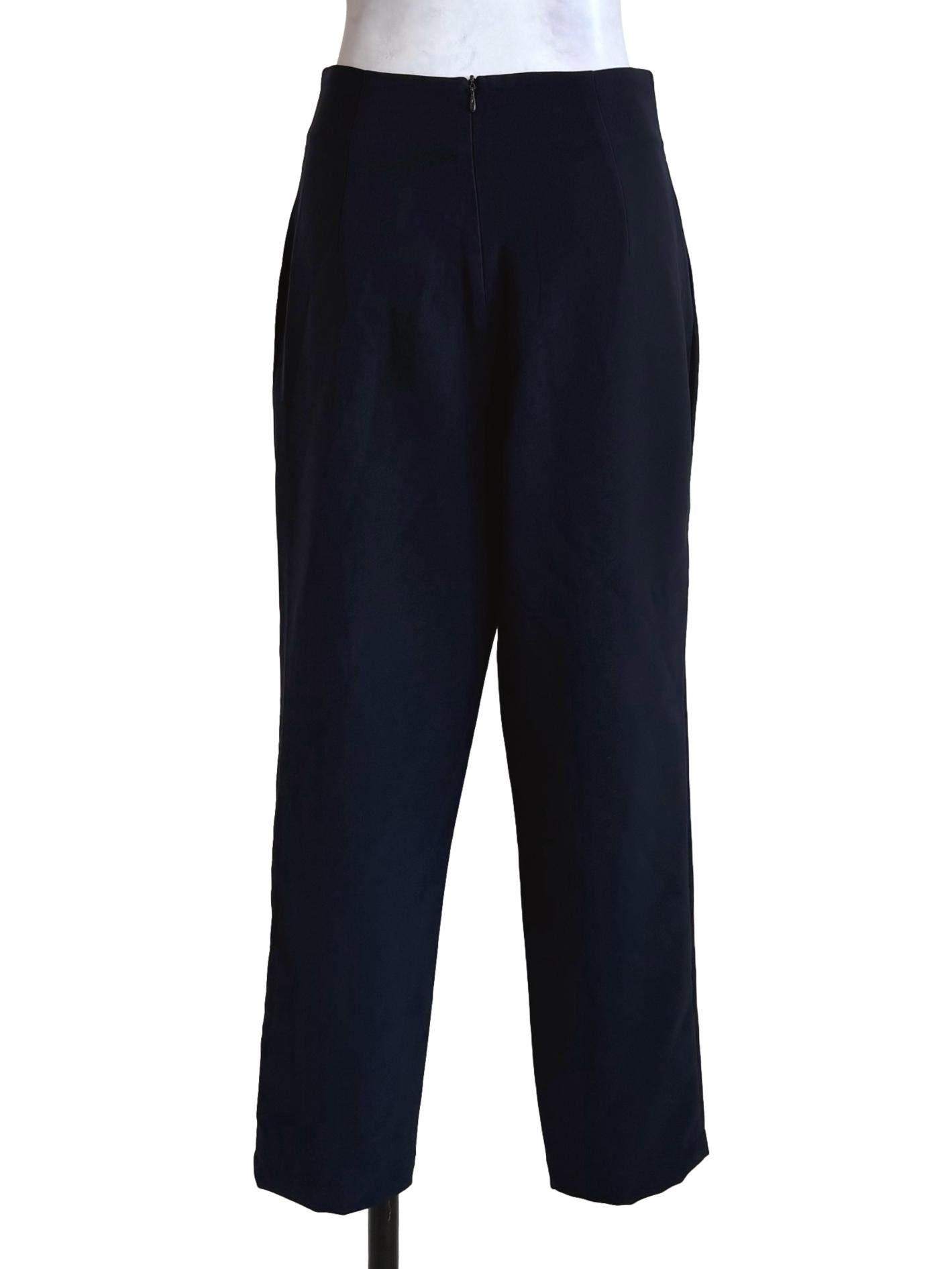 Navy Knife Pleated Trousers
