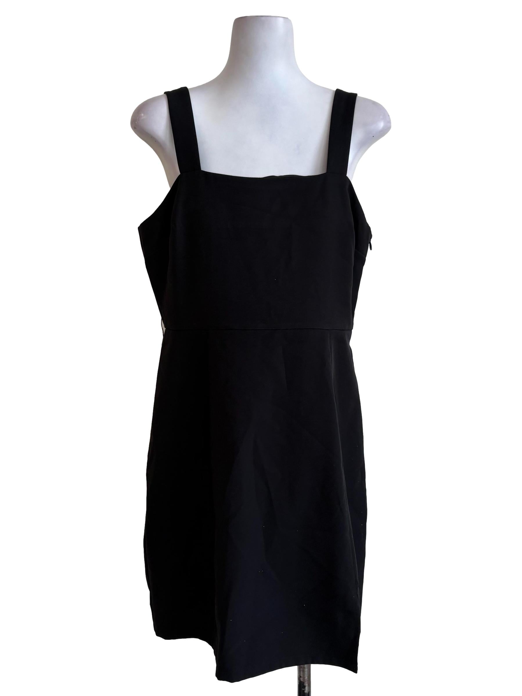 Black Front Slit Apron Dress