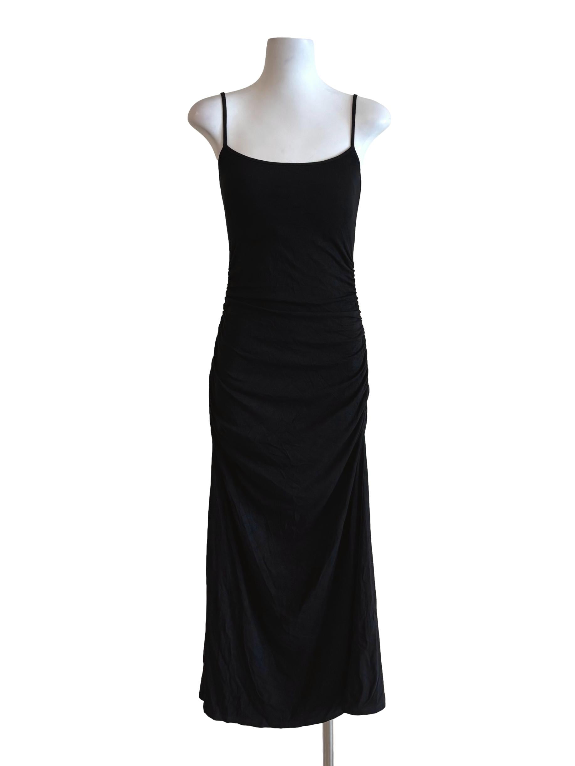 Rich Black Ruched Bodycon Dress