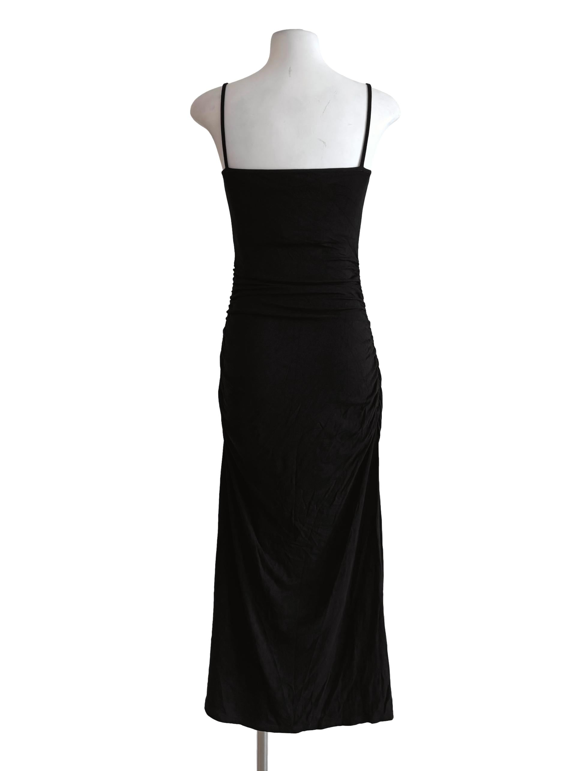 Rich Black Ruched Bodycon Dress