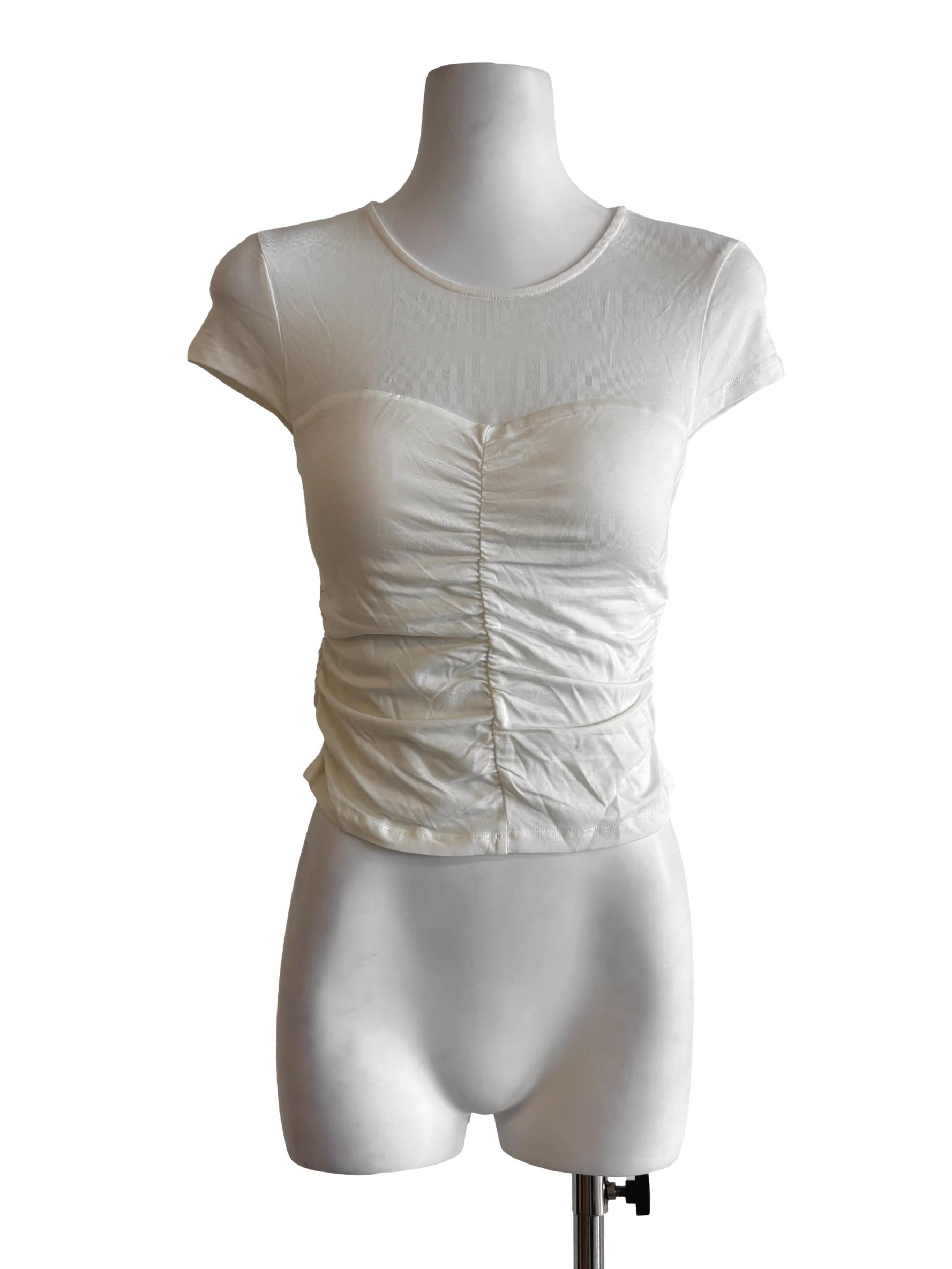 Pearl White Ruched Top