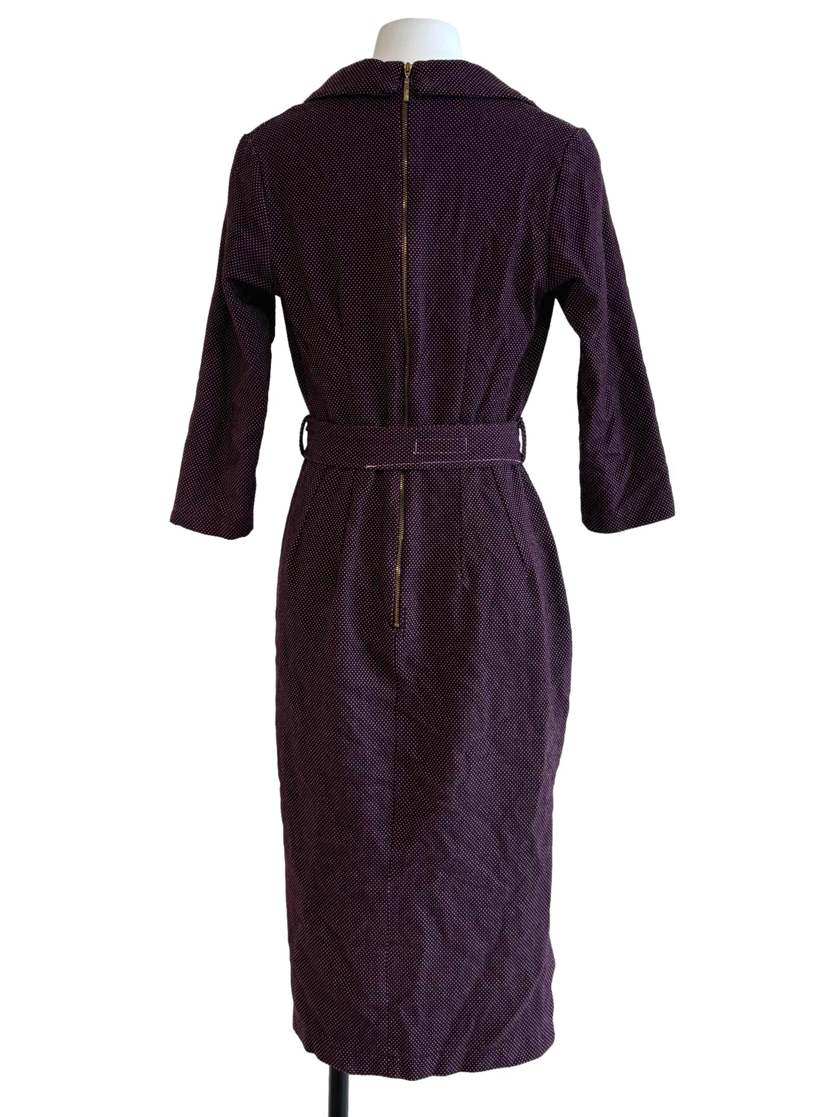 Wine Purple Dotted Pencil Dress