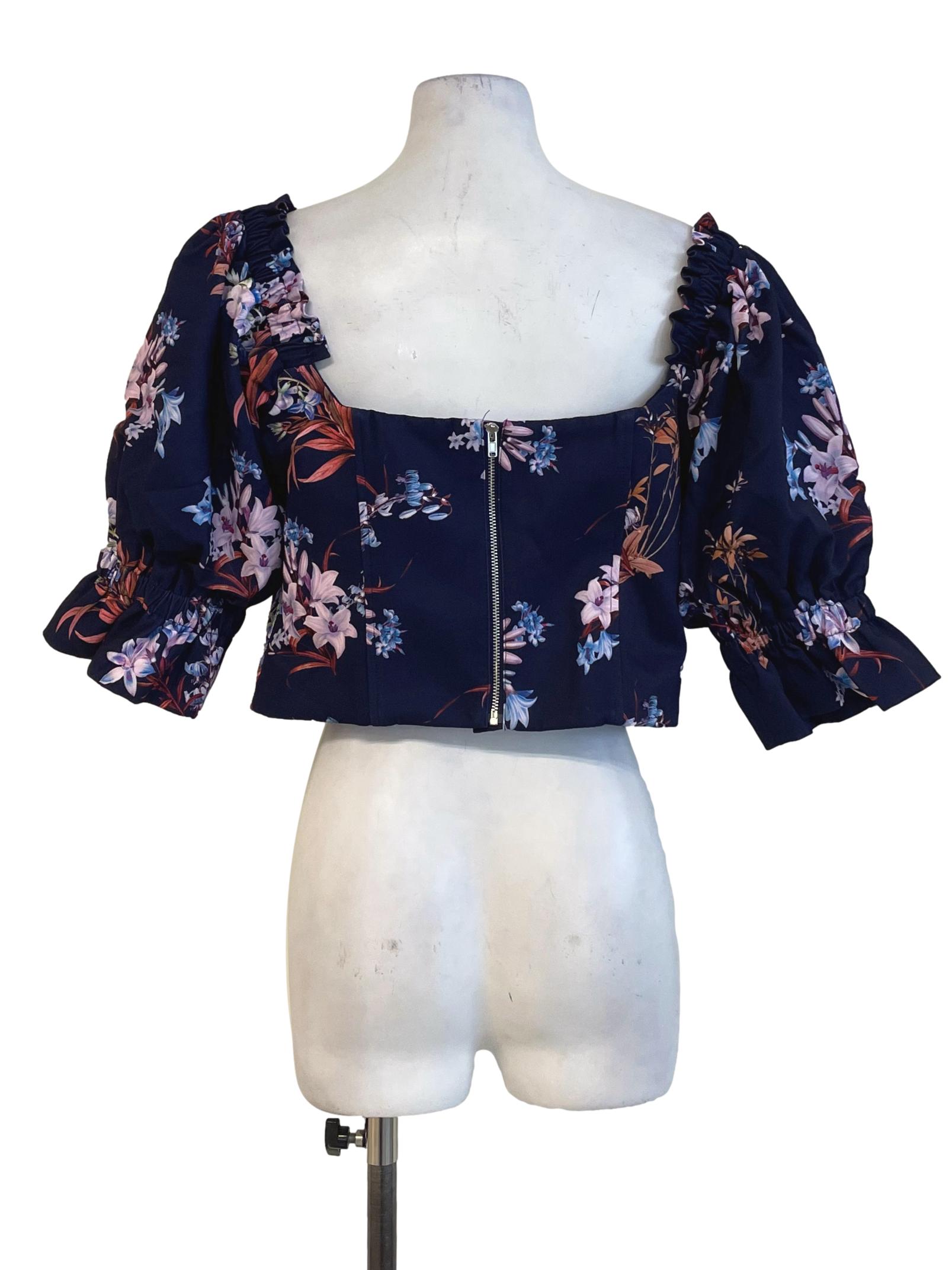 Indigo Floral Crop Top