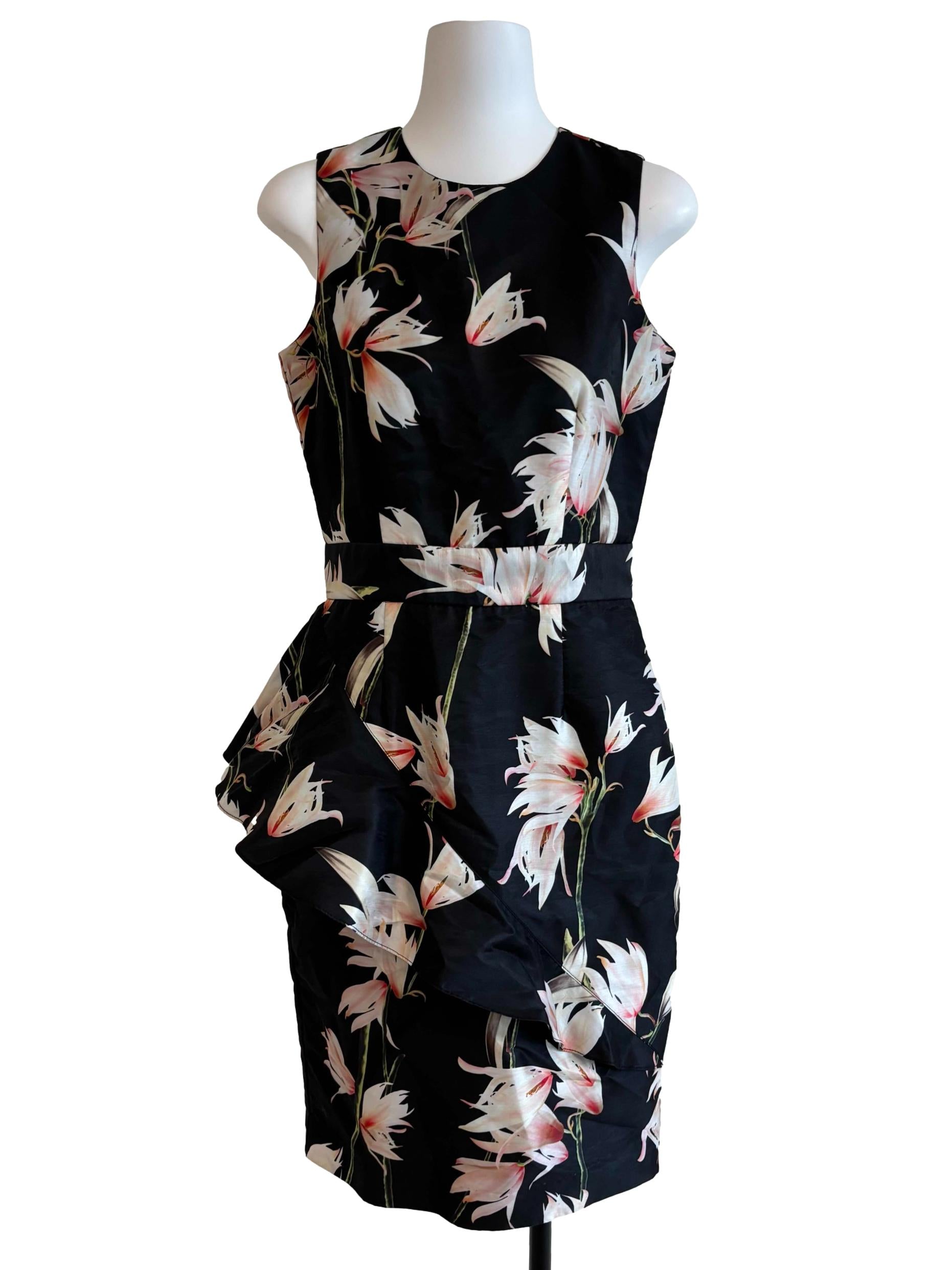 Rich Black Tulip Peplum Dress