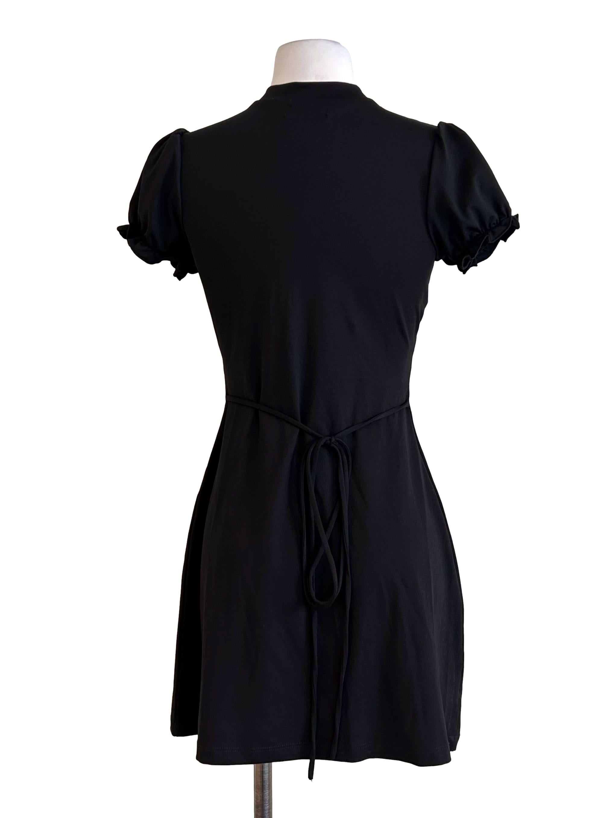 Black Puff Sleeve Keyhole Mini Dress