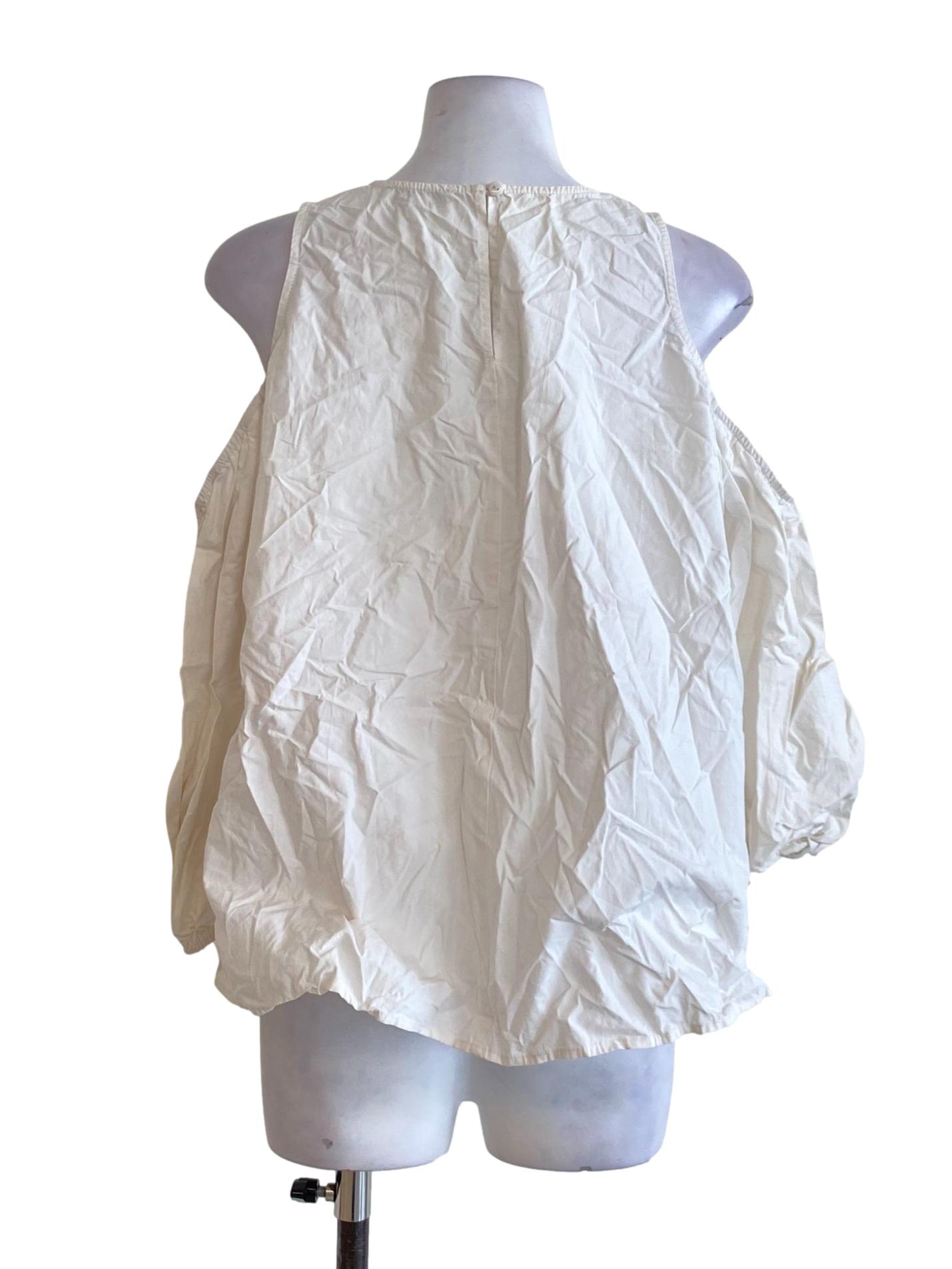 Soft White Round Neck Off Shoulder Top