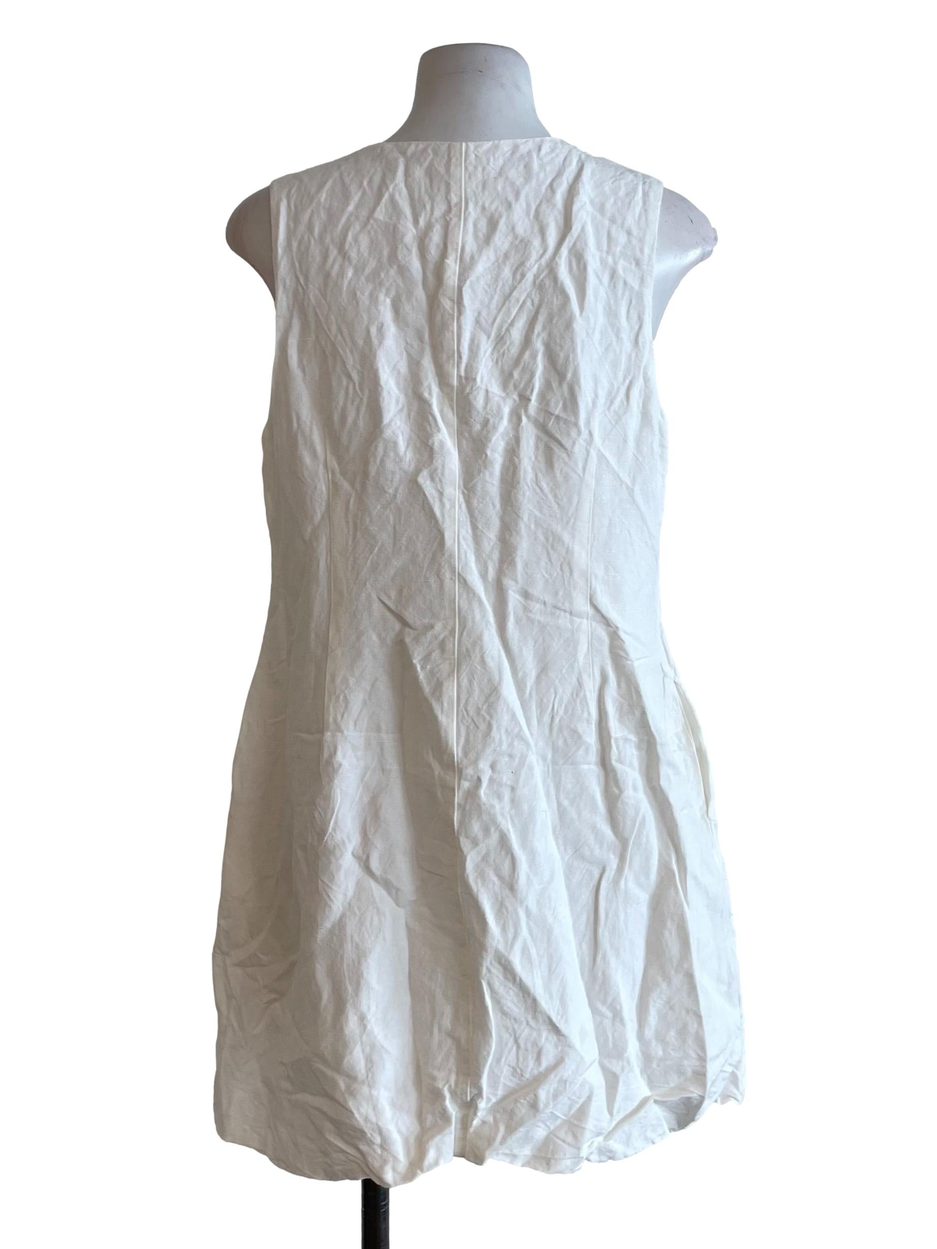 White Button Down Sleeveless Dress OSN