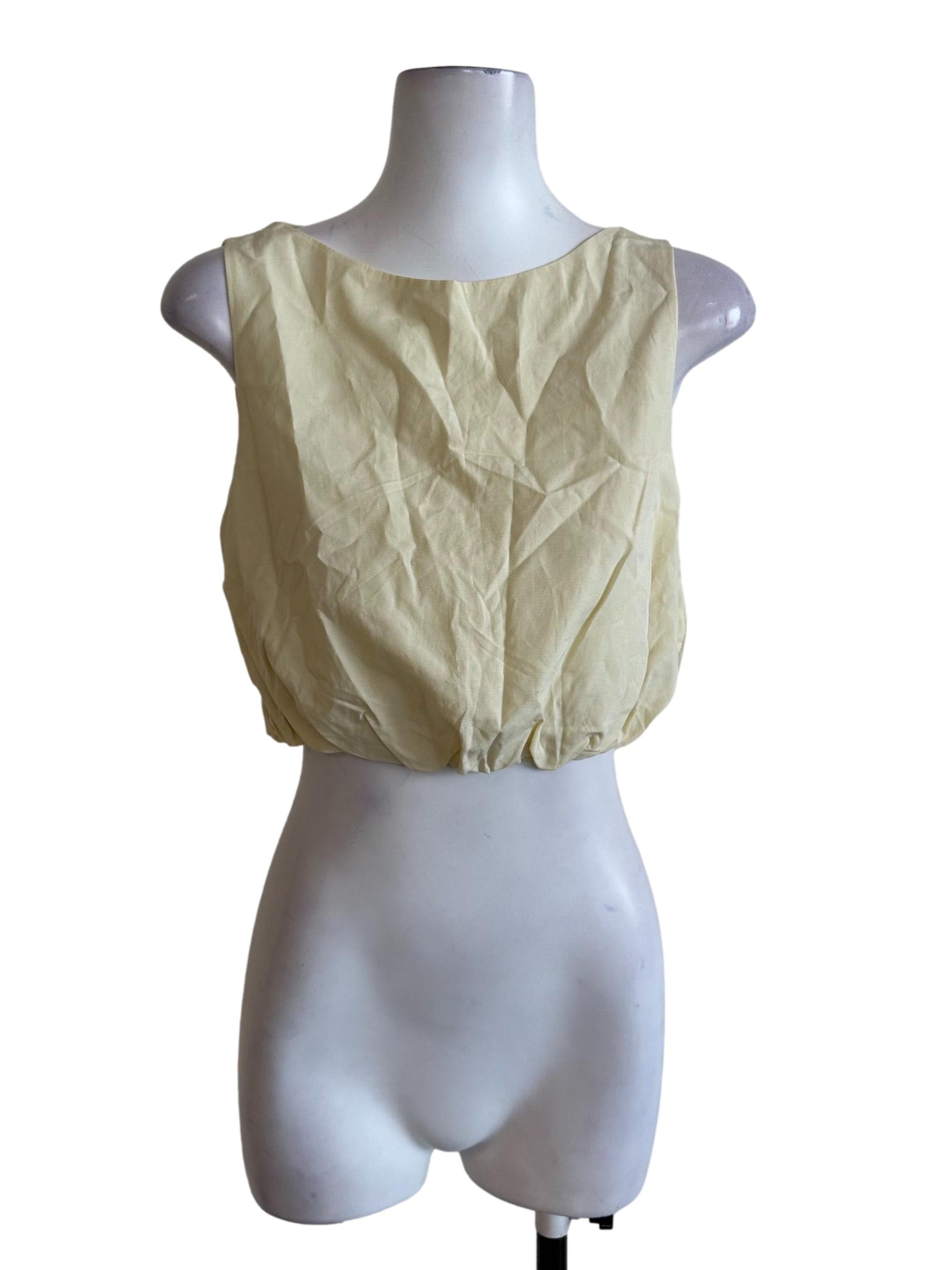 Butter Yellow Casual Crop Top