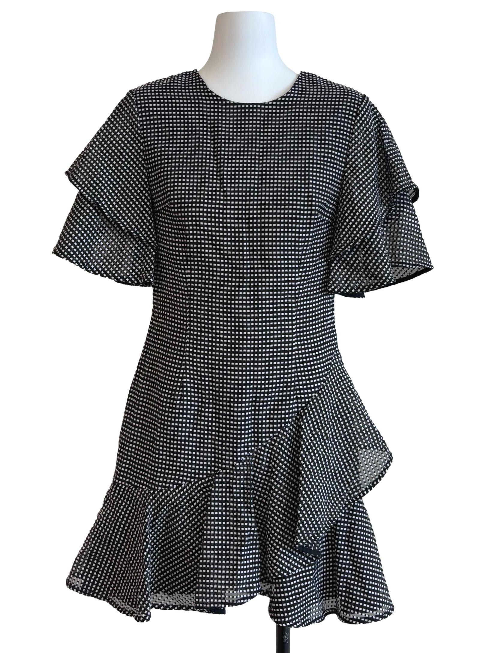 Onyx Black Butterfly Sleeve Ruffle Dress