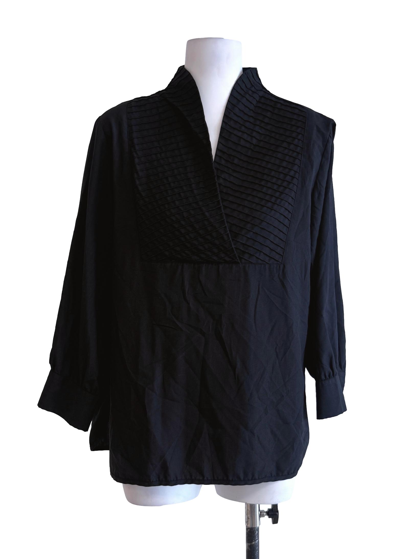 Black Plain Long Sleeve Blouse