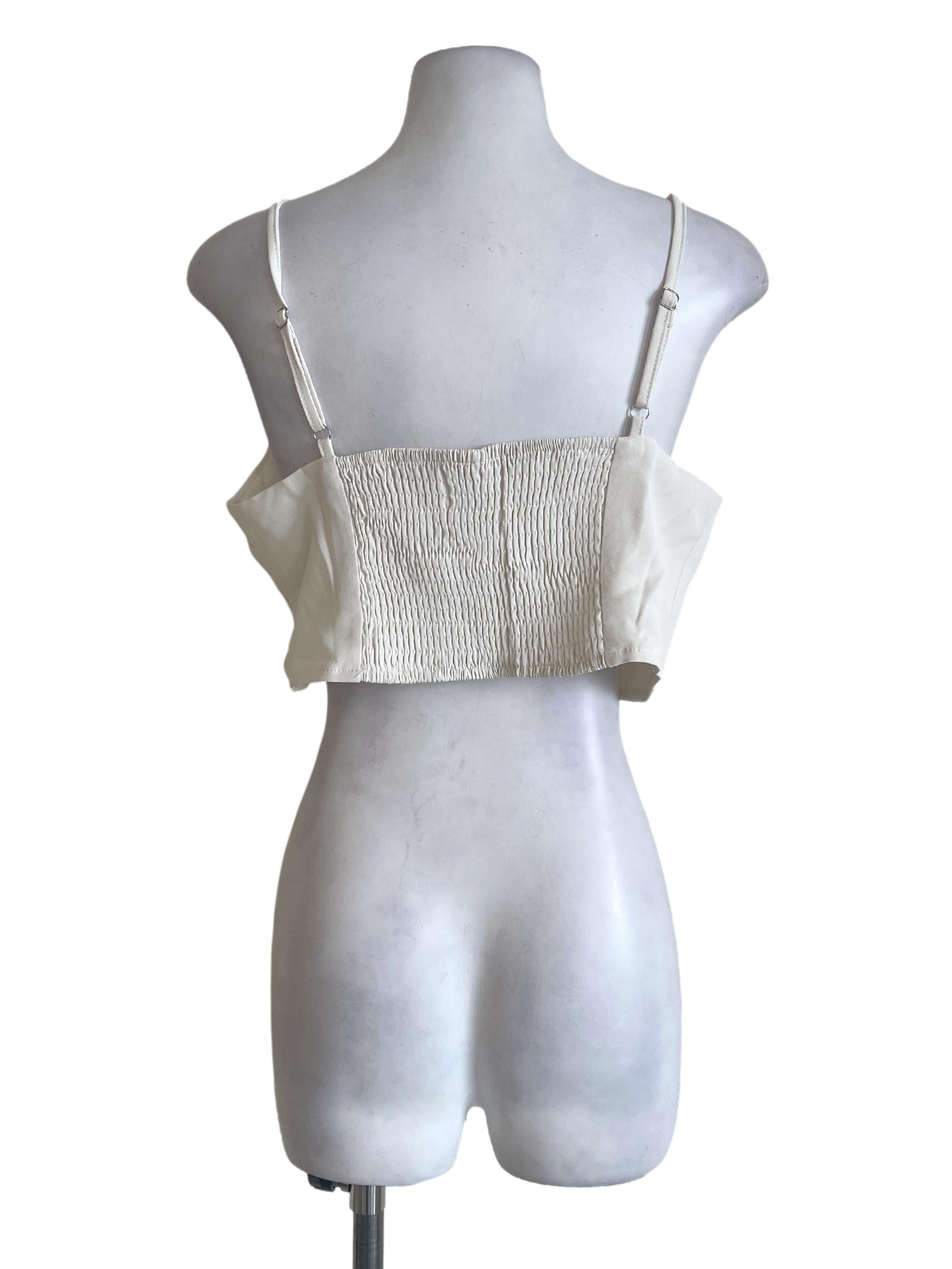 White Cream Stretchable Back Top