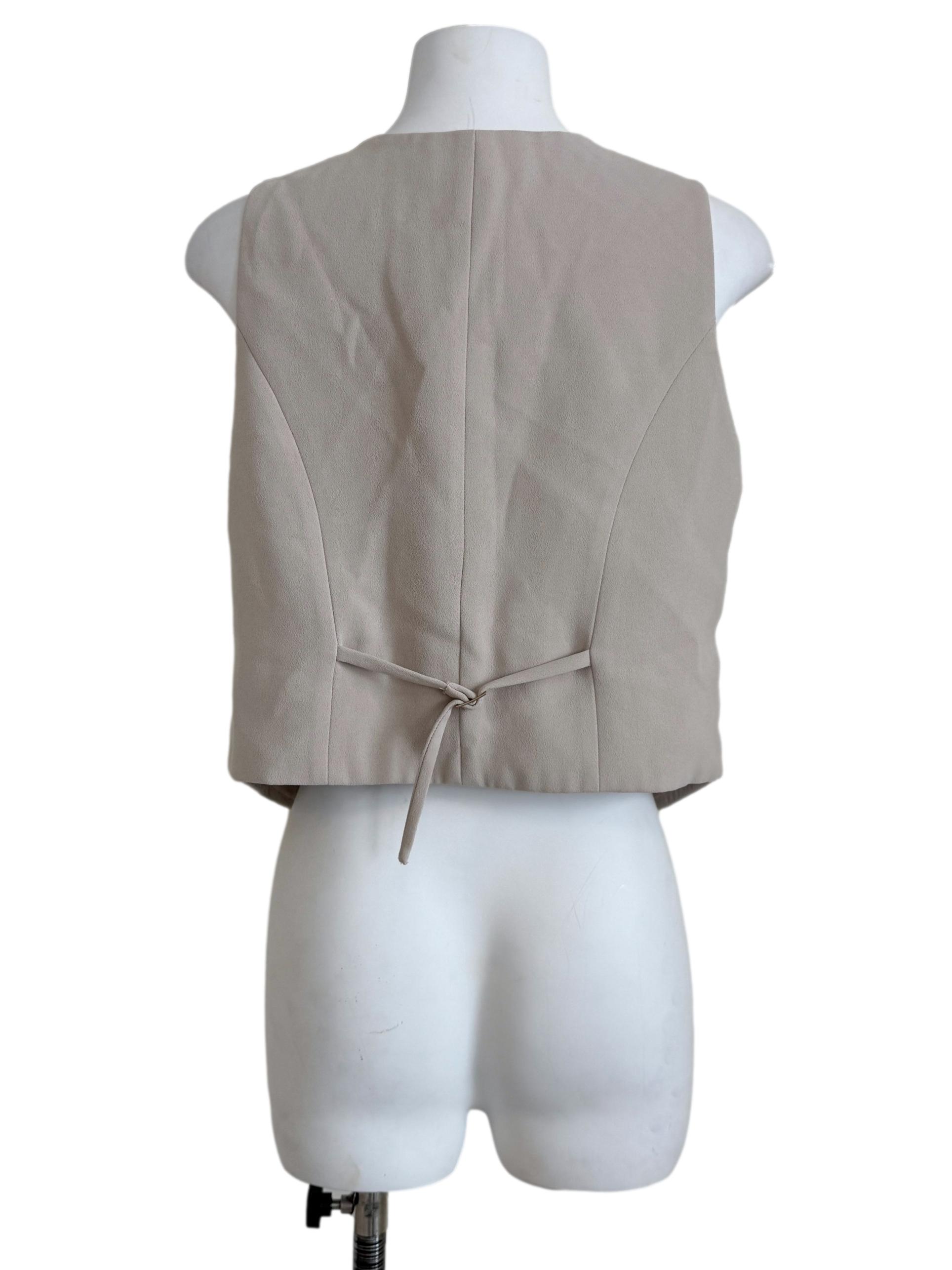Bone Beige V-Neck Vest