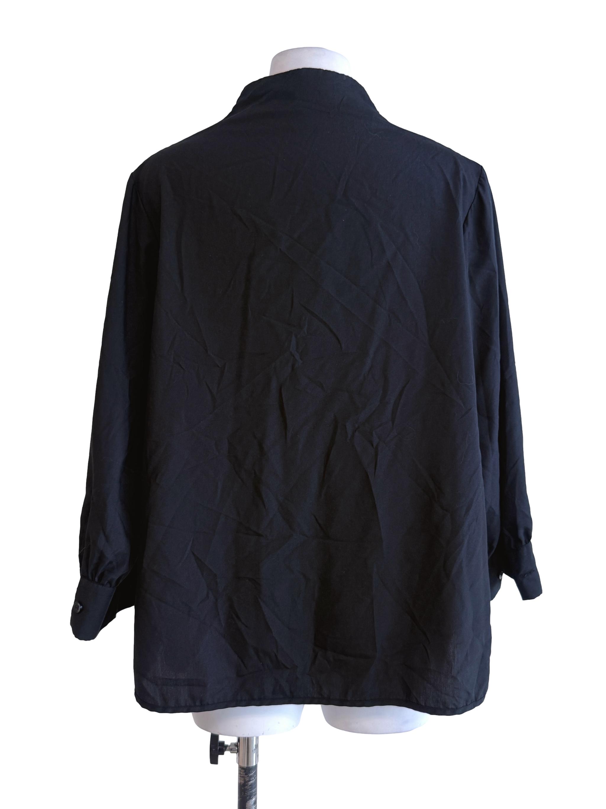Black Plain Long Sleeve Blouse
