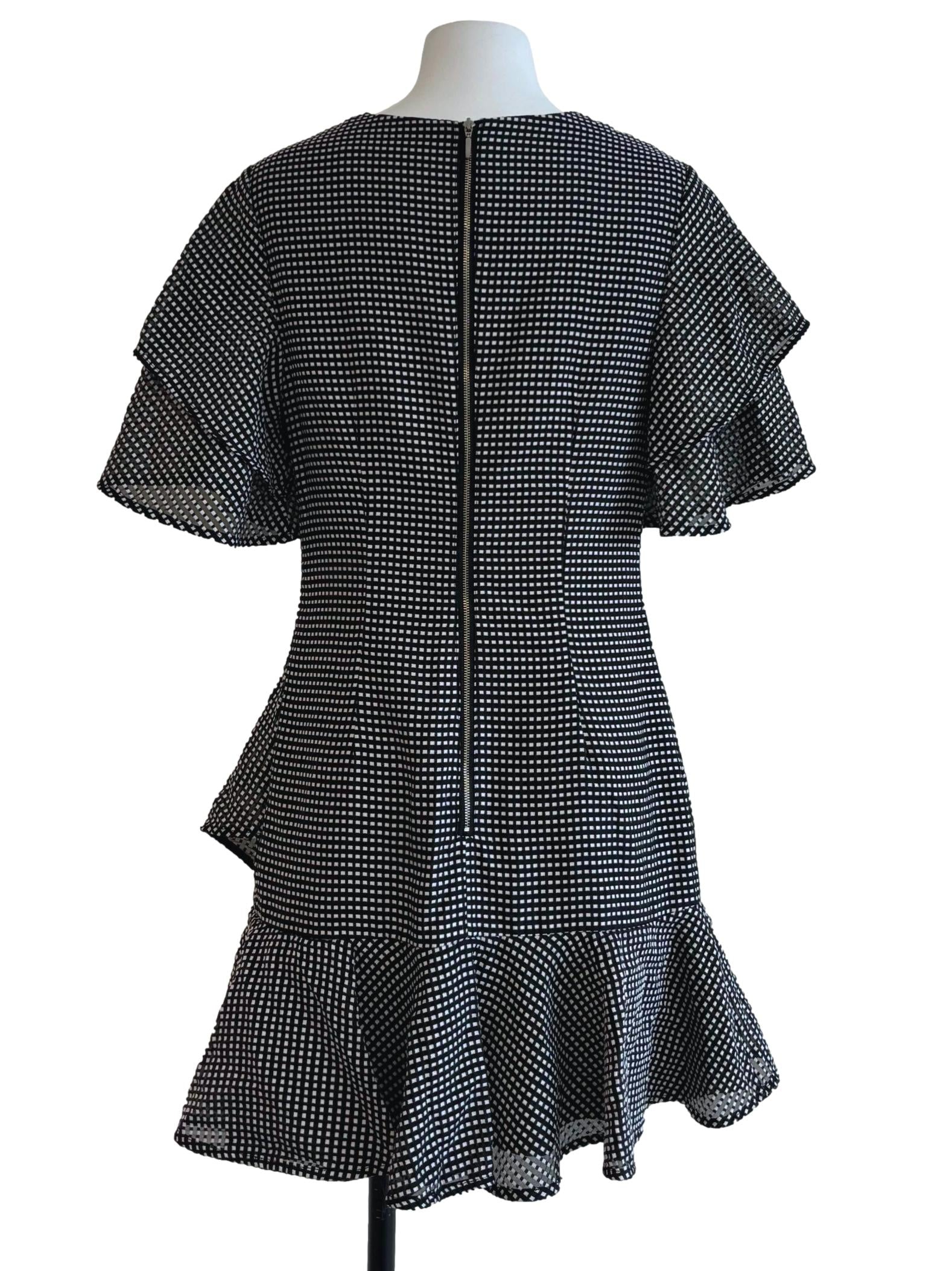 Onyx Black Butterfly Sleeve Ruffle Dress